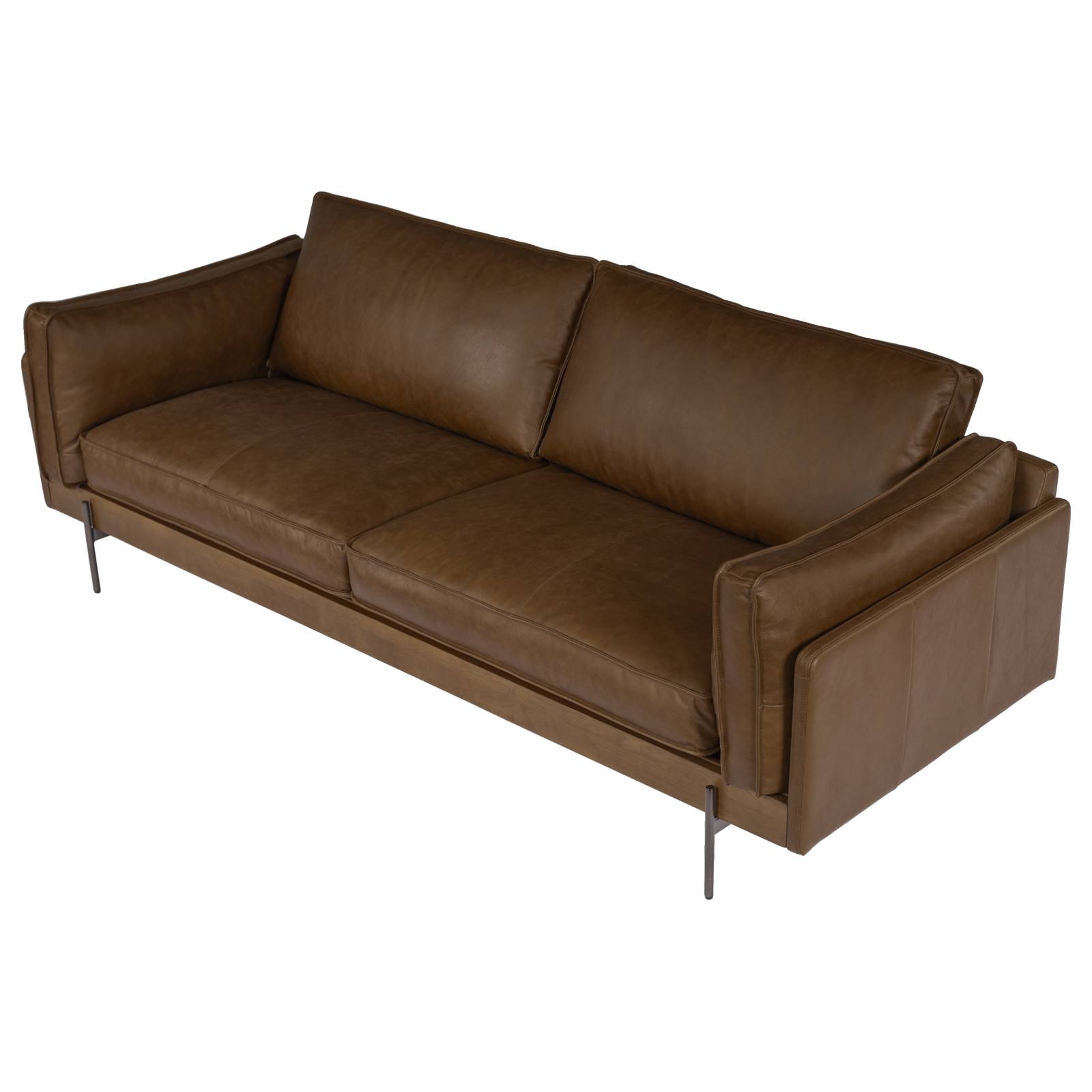 Downie 3 Seater Leather Sofa, Mocha Brown