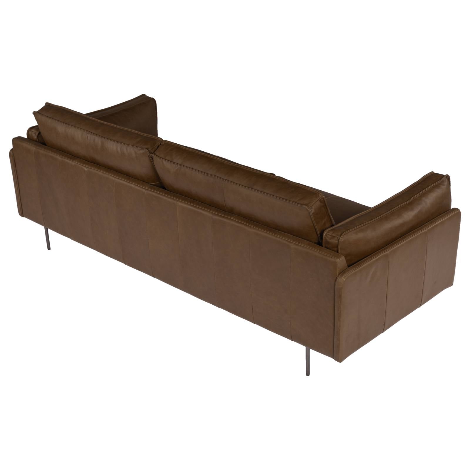 Downie 3 Seater Leather Sofa, Mocha Brown