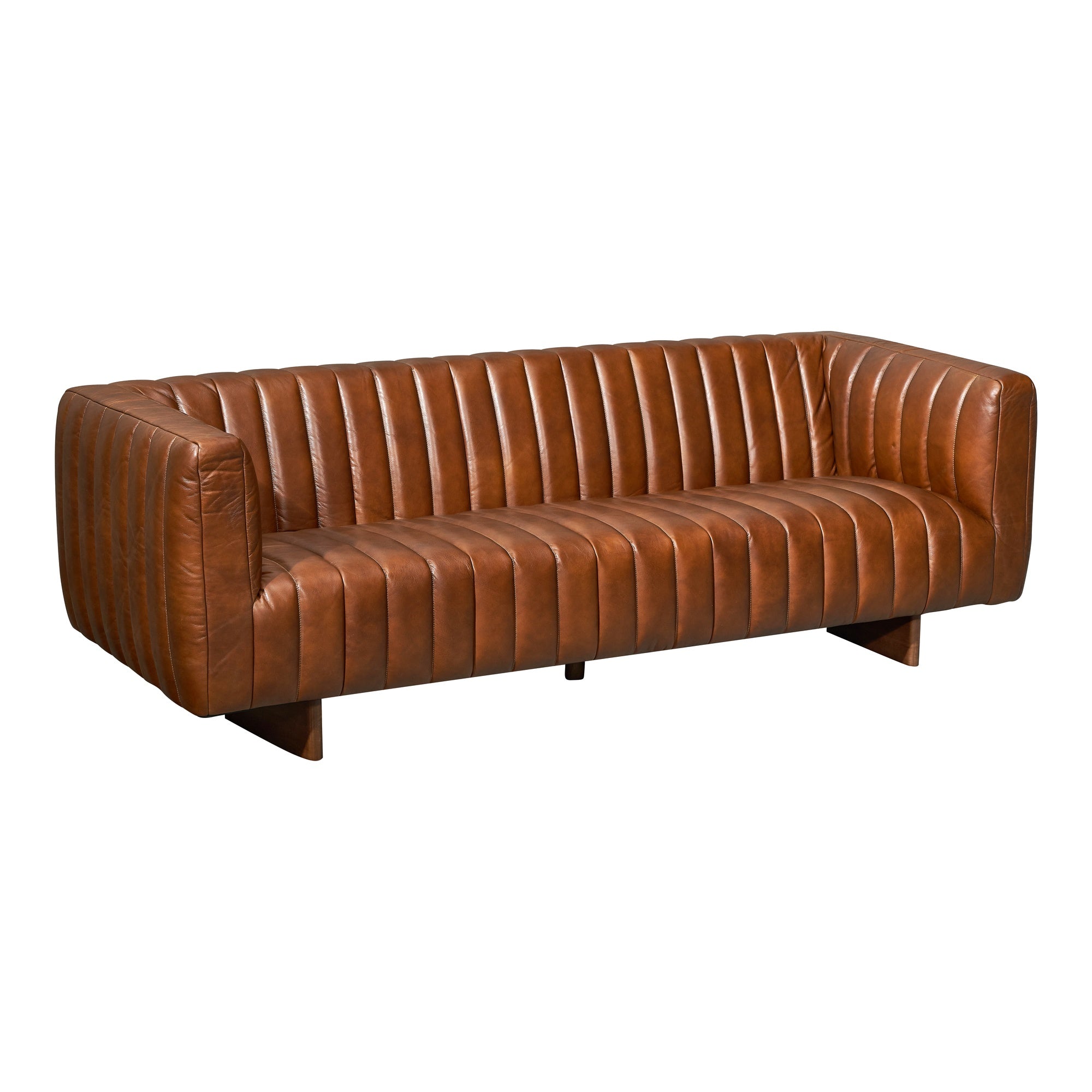 Risson 3 Seater Leather Sofa, Sienna Brown