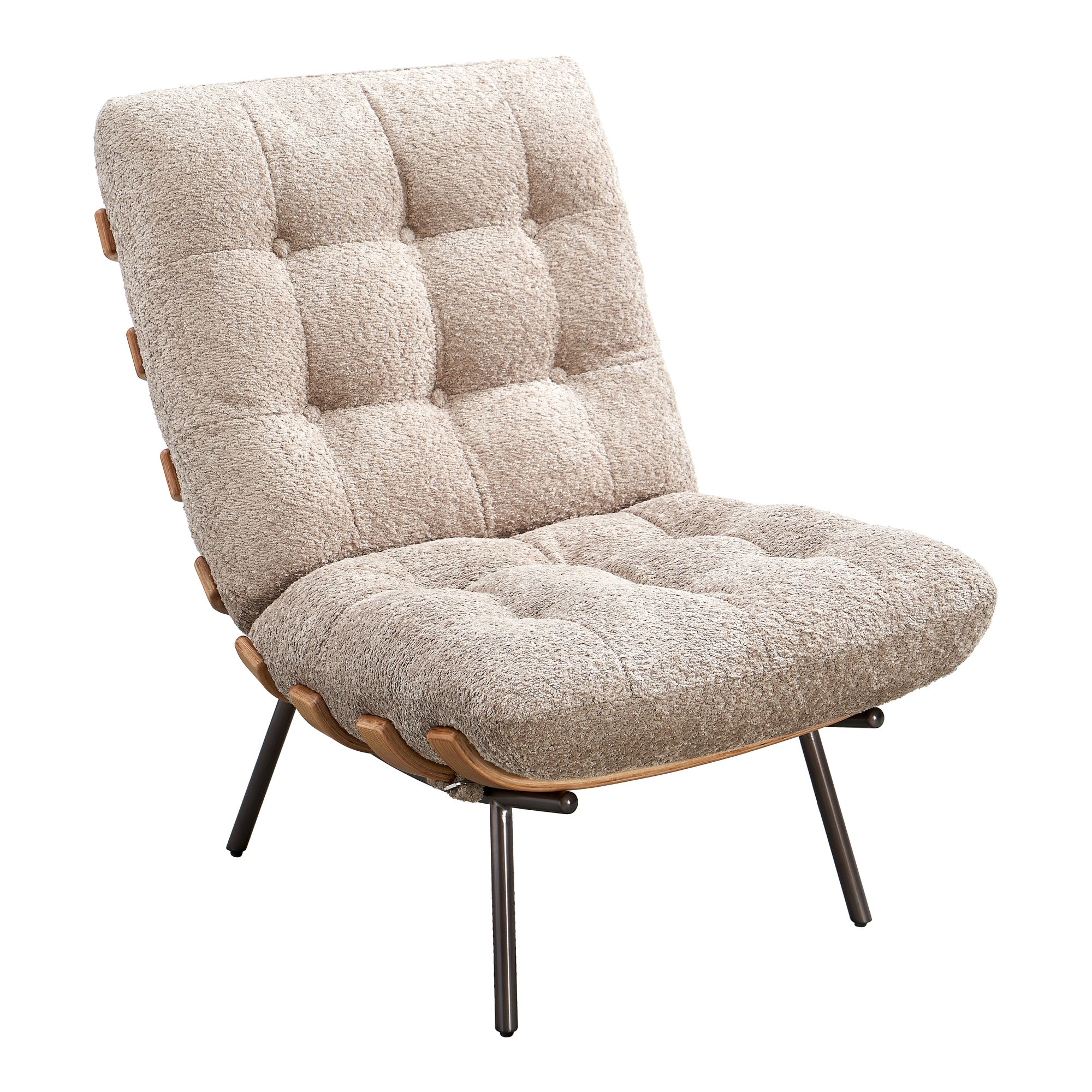 Cosma Fabric Lounge Chair, Mocha White