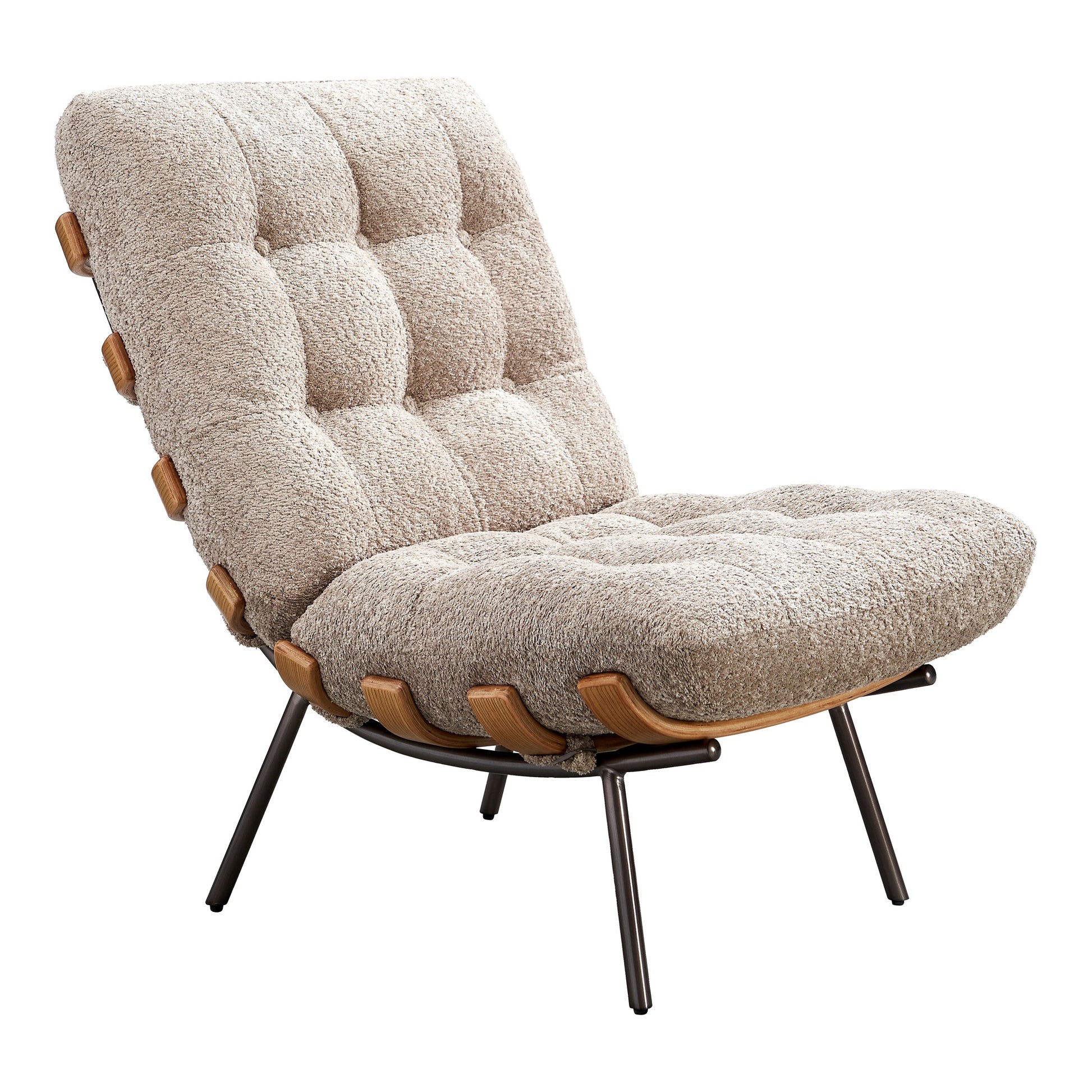 Cosma Fabric Lounge Chair, Mocha White