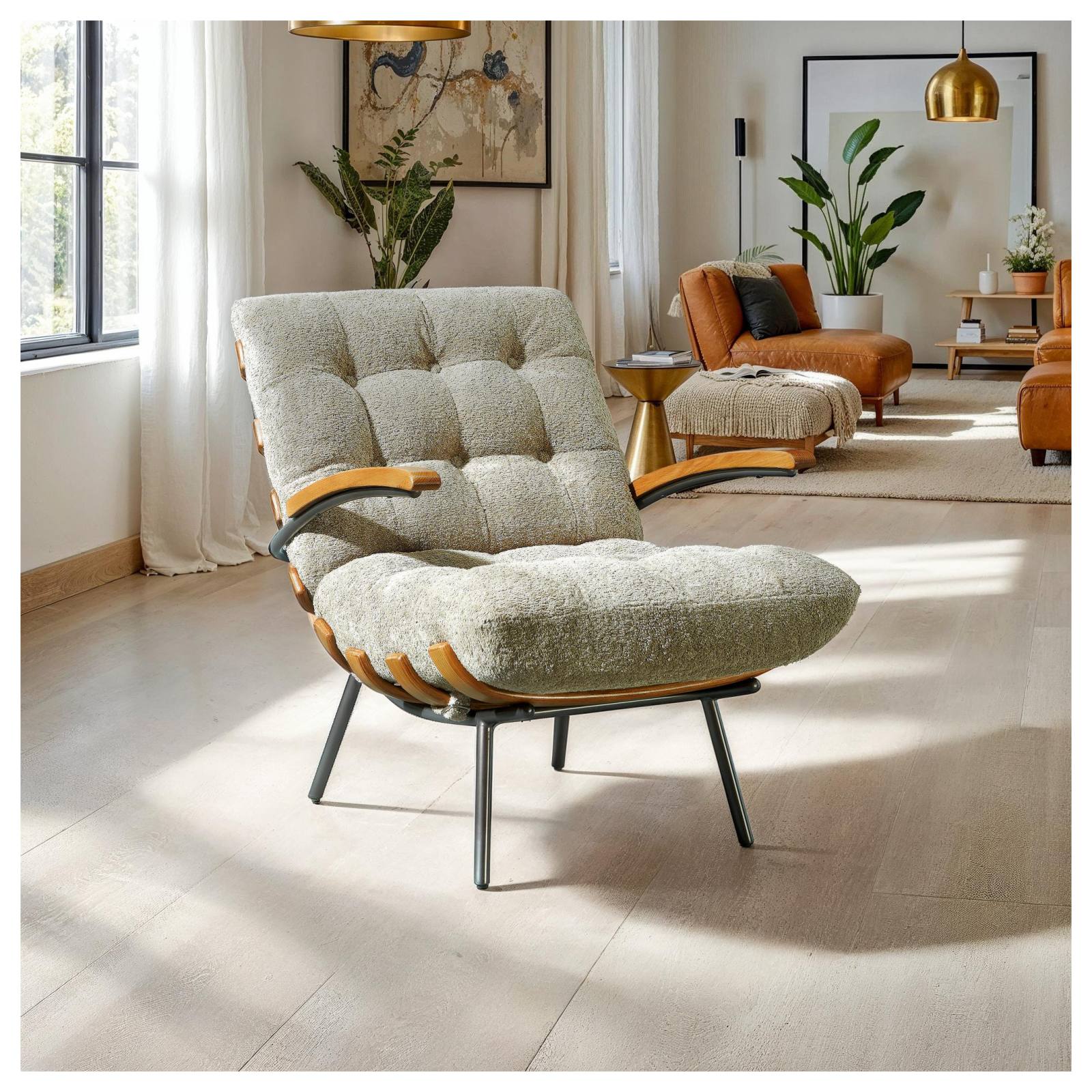 Cosma Fabric Armchair, Mocha White