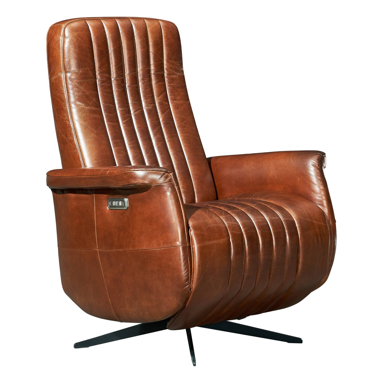 Cordell Electric Recliner Leather Armchair, Vintage Whiskey