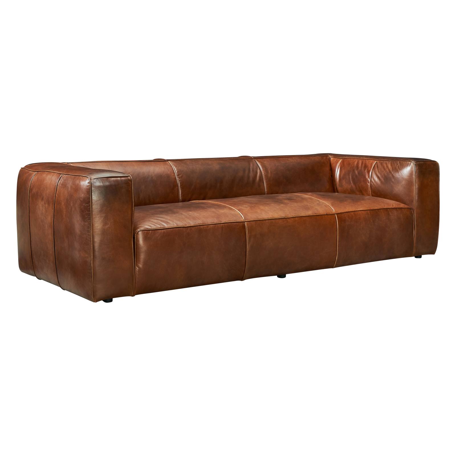 Marlon 3 Seater Leather Sofa, Vintage Whiskey