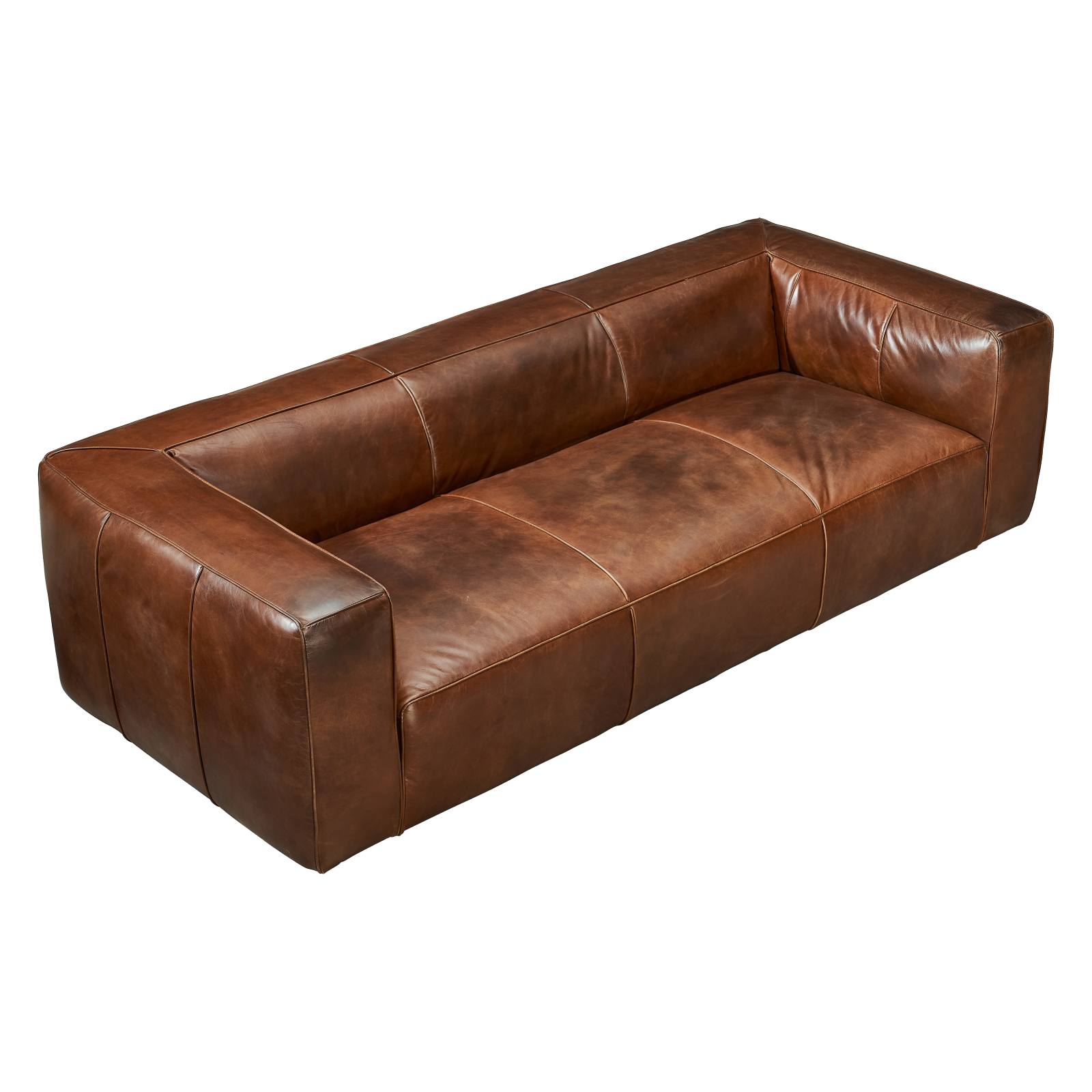 Marlon 3 Seater Leather Sofa, Vintage Whiskey