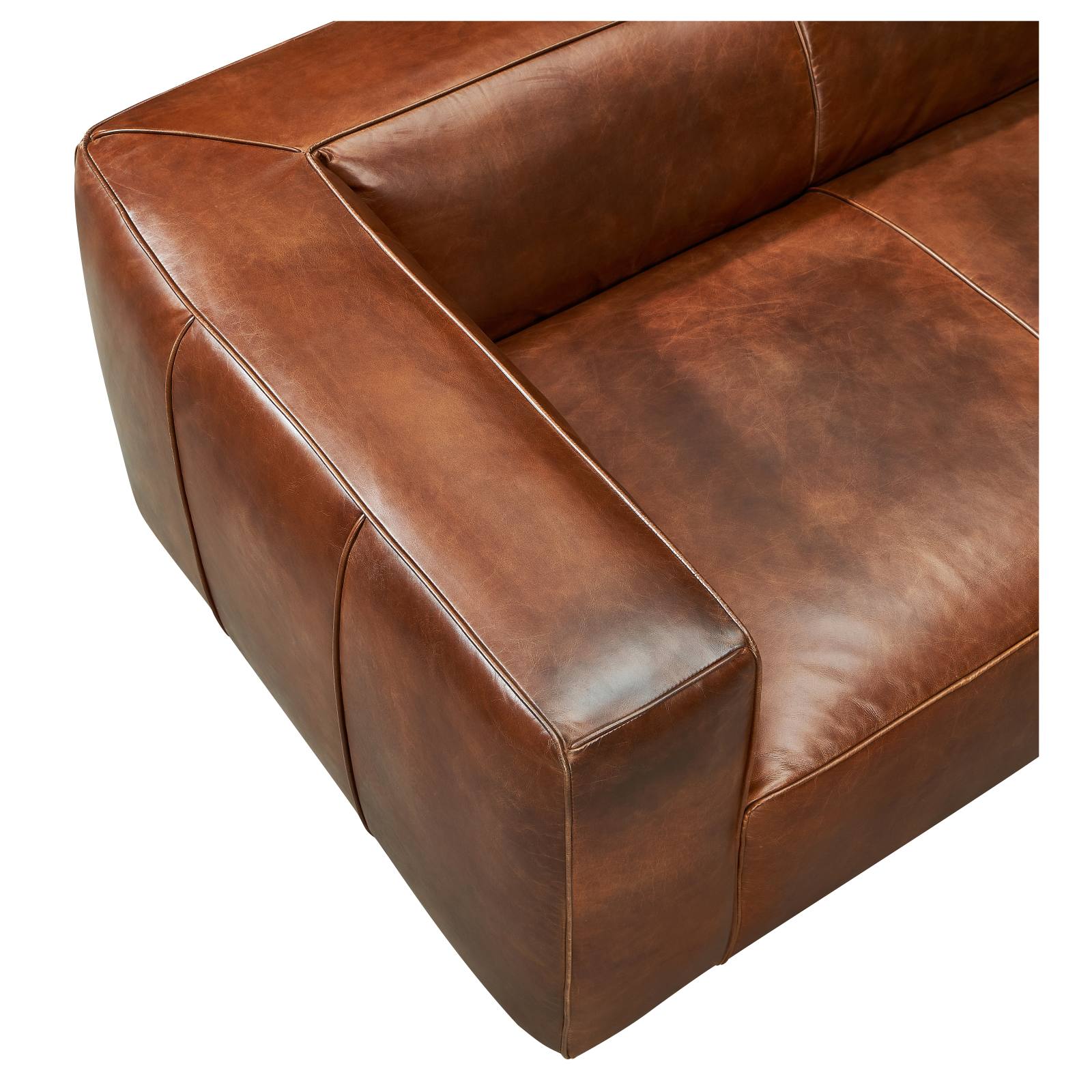 Marlon 3 Seater Leather Sofa, Vintage Whiskey