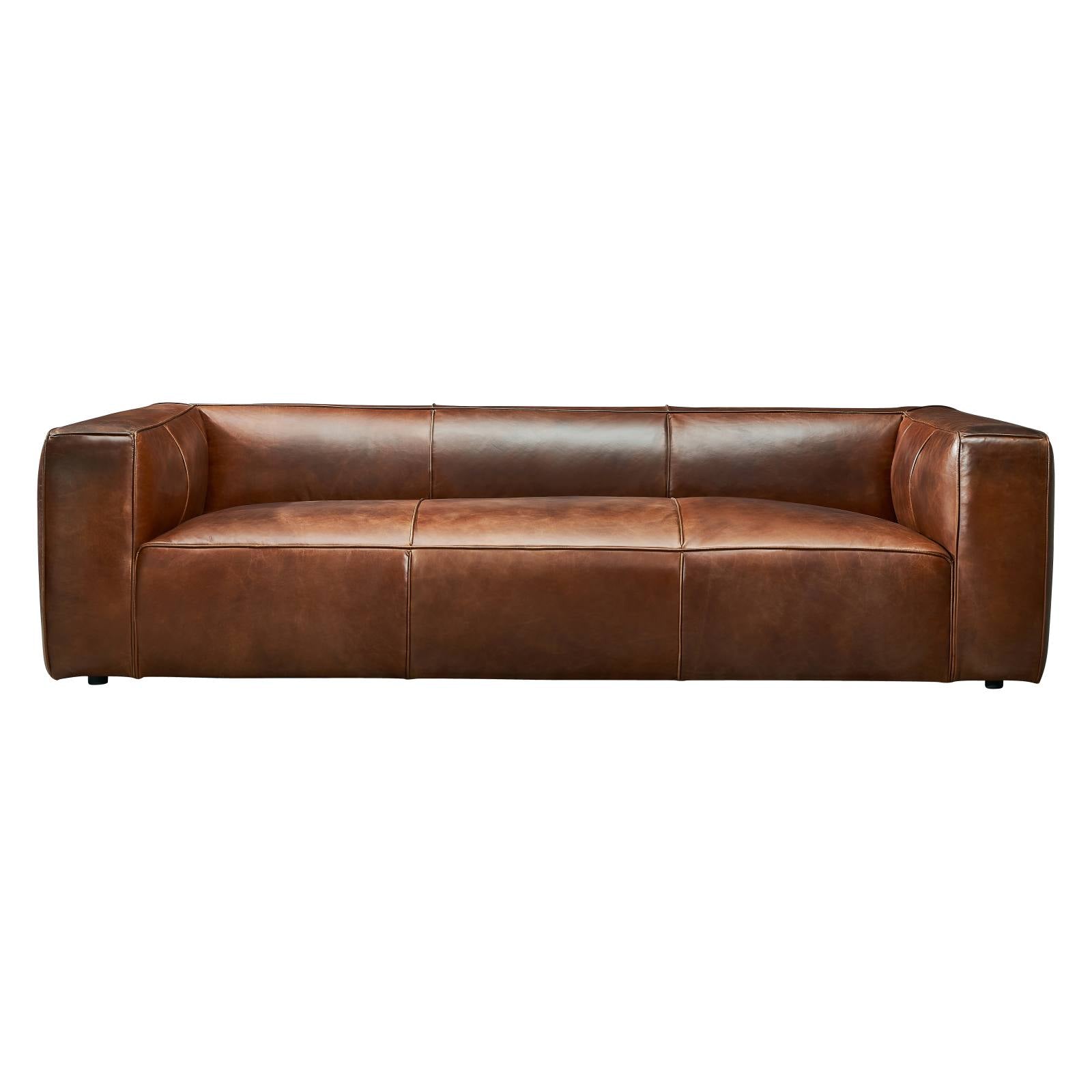 Marlon 3 Seater Leather Sofa, Vintage Whiskey