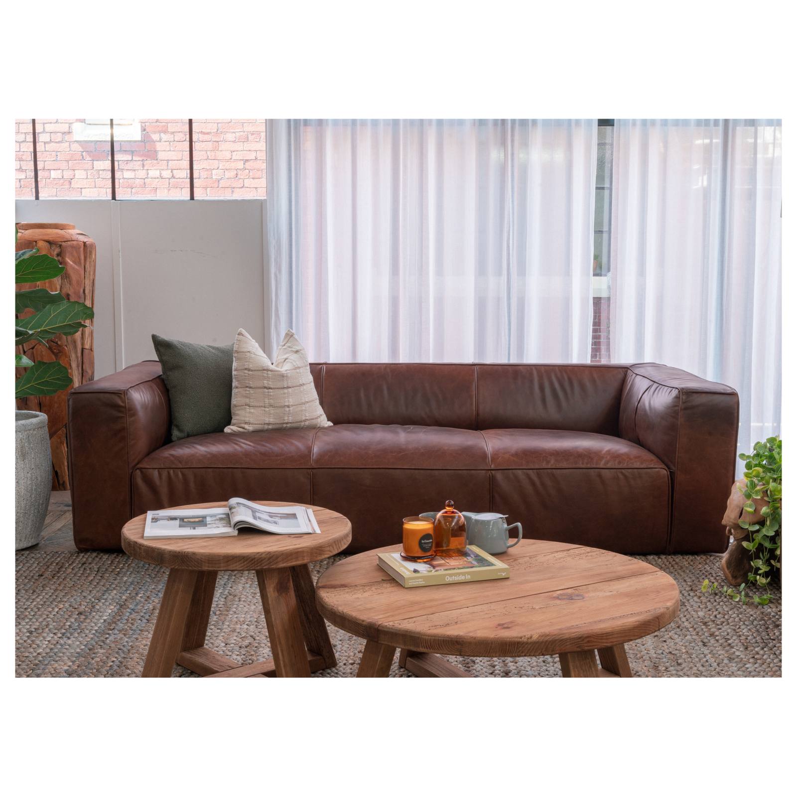 Marlon 3 Seater Leather Sofa, Vintage Whiskey