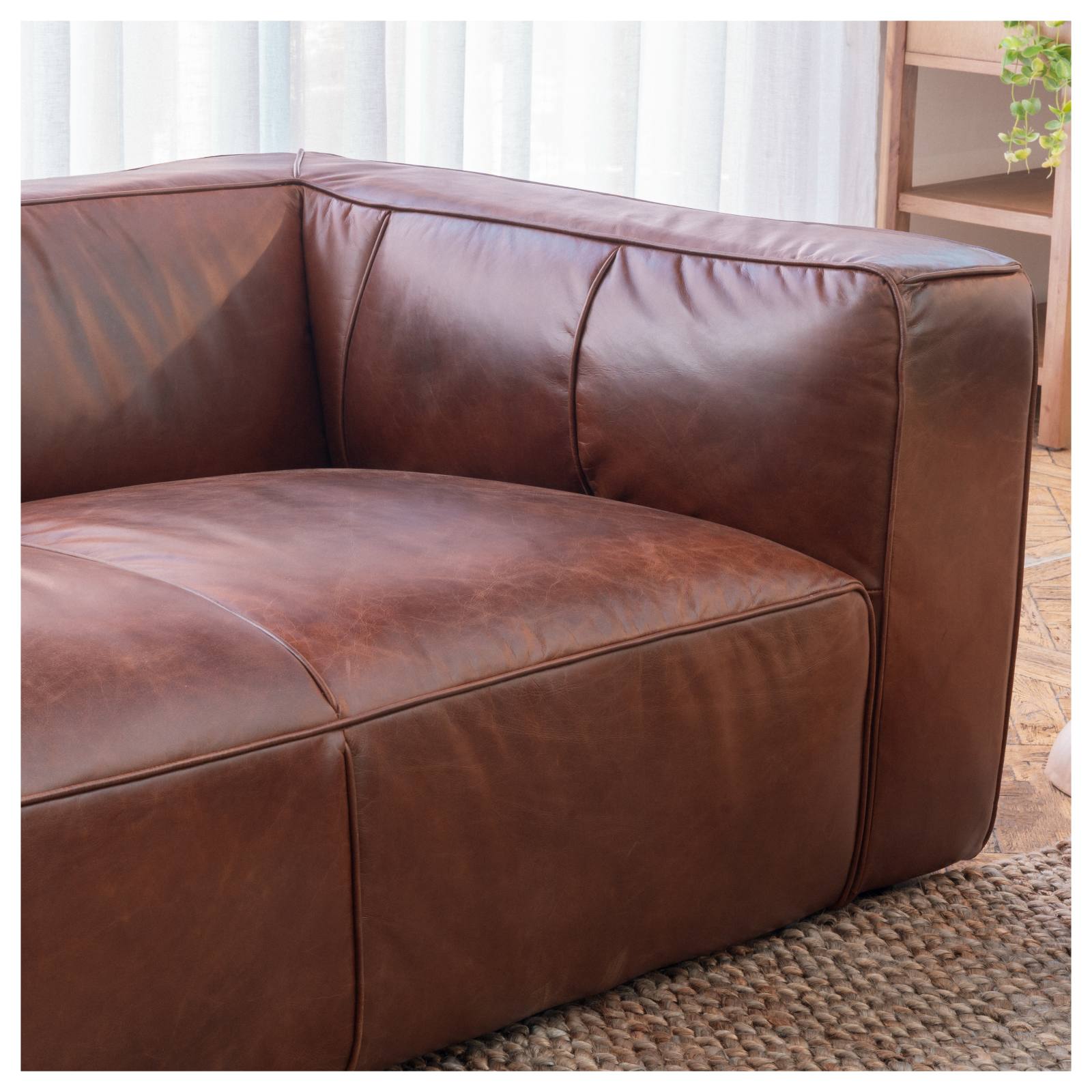 Marlon 3 Seater Leather Sofa, Vintage Whiskey