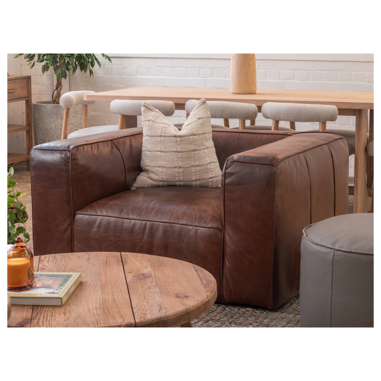 Marlon Leather Armchair, Vintage Whiskey