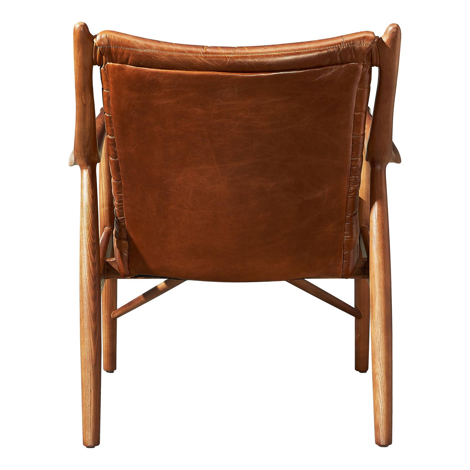 Lamar Ash Wood Leather Armchair, Vintage Whiskey