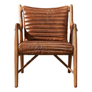 Lamar Ash Wood Leather Armchair, Vintage Whiskey