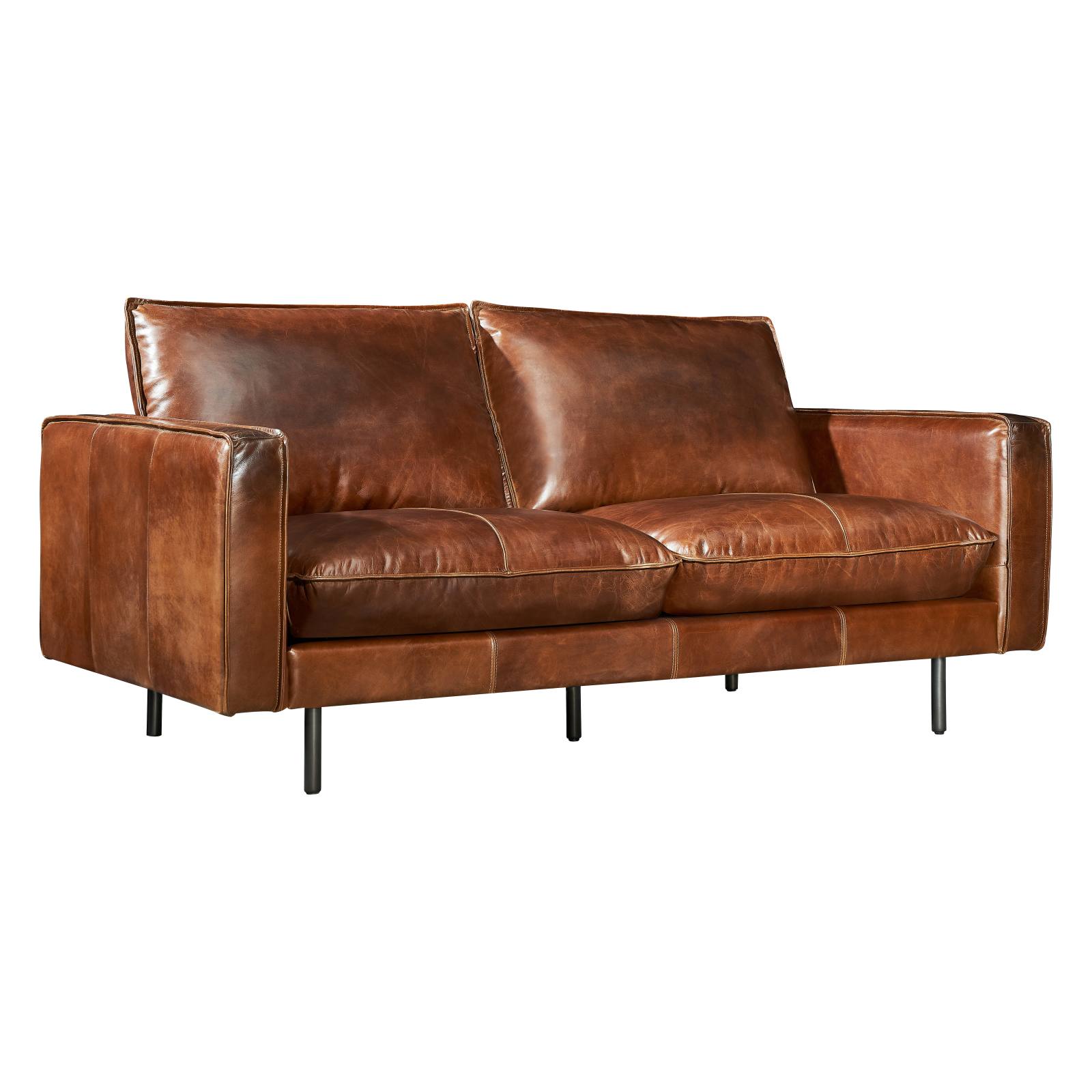 Elisa 2.5 Seater Leather Sofa, Vintage Whiskey