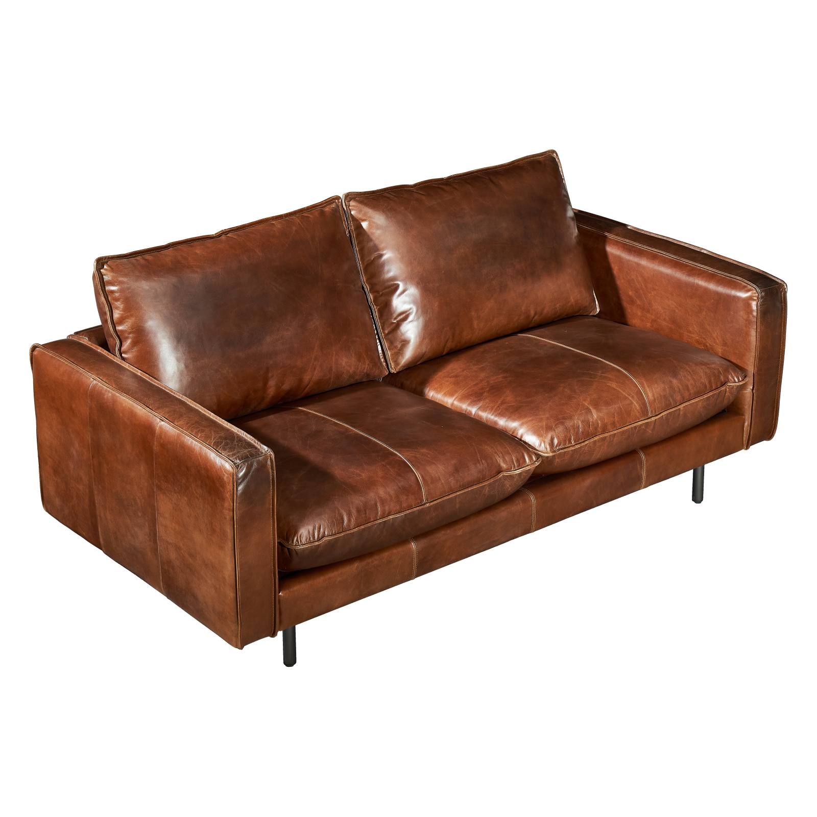 Elisa 2.5 Seater Leather Sofa, Vintage Whiskey