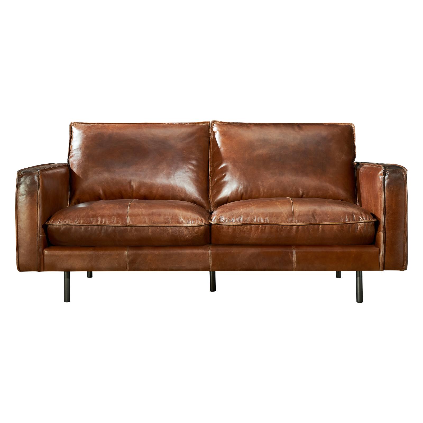 Elisa 2.5 Seater Leather Sofa, Vintage Whiskey