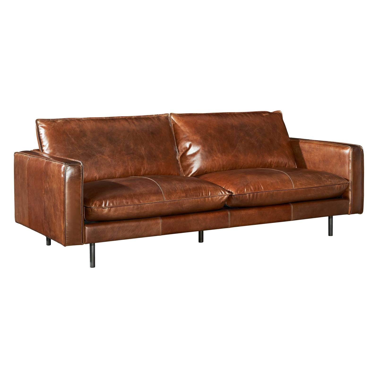 Elisa 3.5 Seater Leather Sofa, Vintage Whiskey