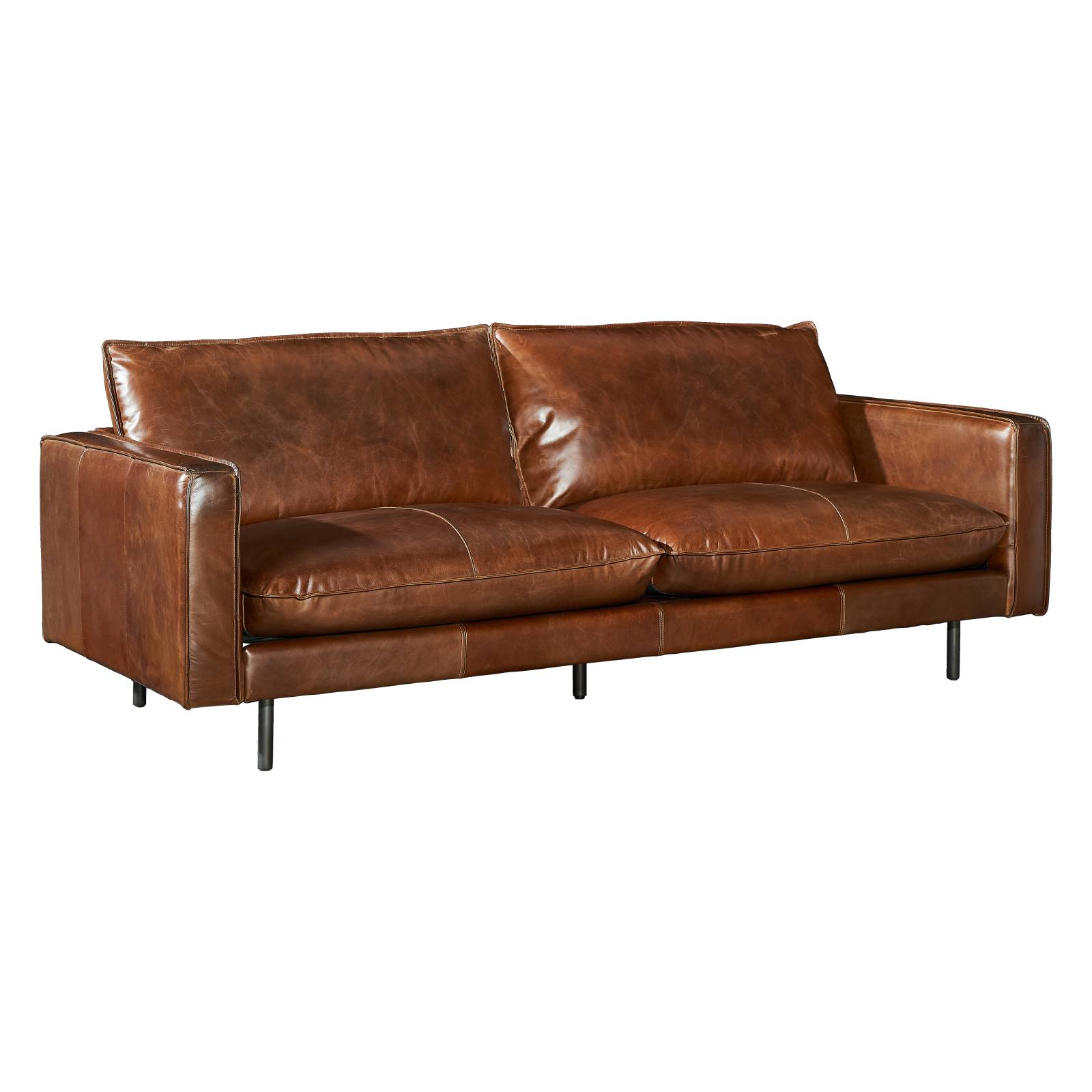 Elisa 3.5 Seater Leather Sofa, Vintage Whiskey