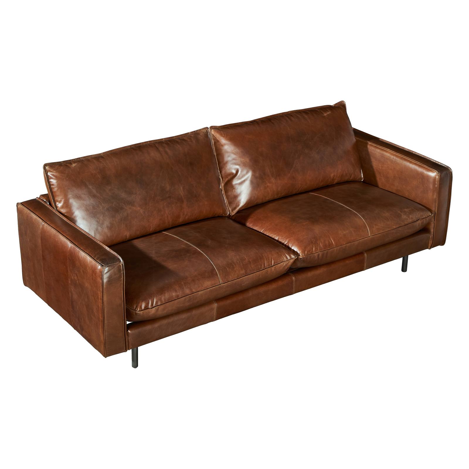 Elisa 3.5 Seater Leather Sofa, Vintage Whiskey
