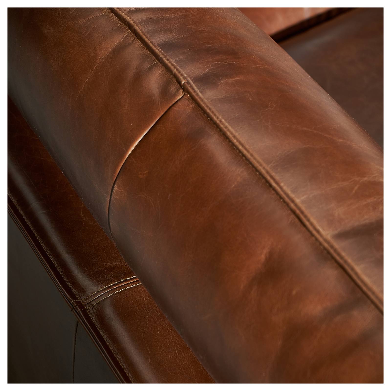 Elisa 3.5 Seater Leather Sofa, Vintage Whiskey