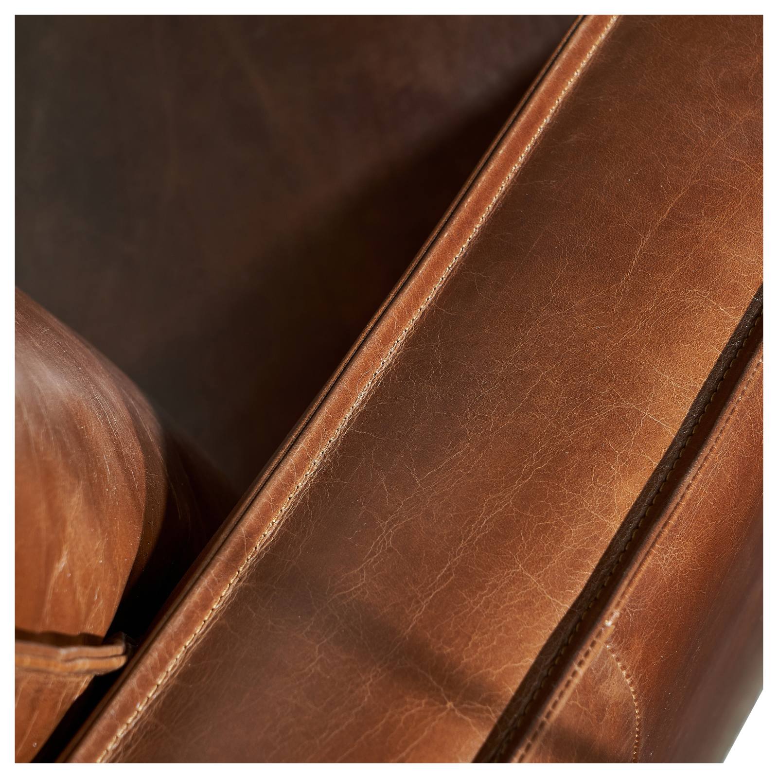 Elisa 3.5 Seater Leather Sofa, Vintage Whiskey