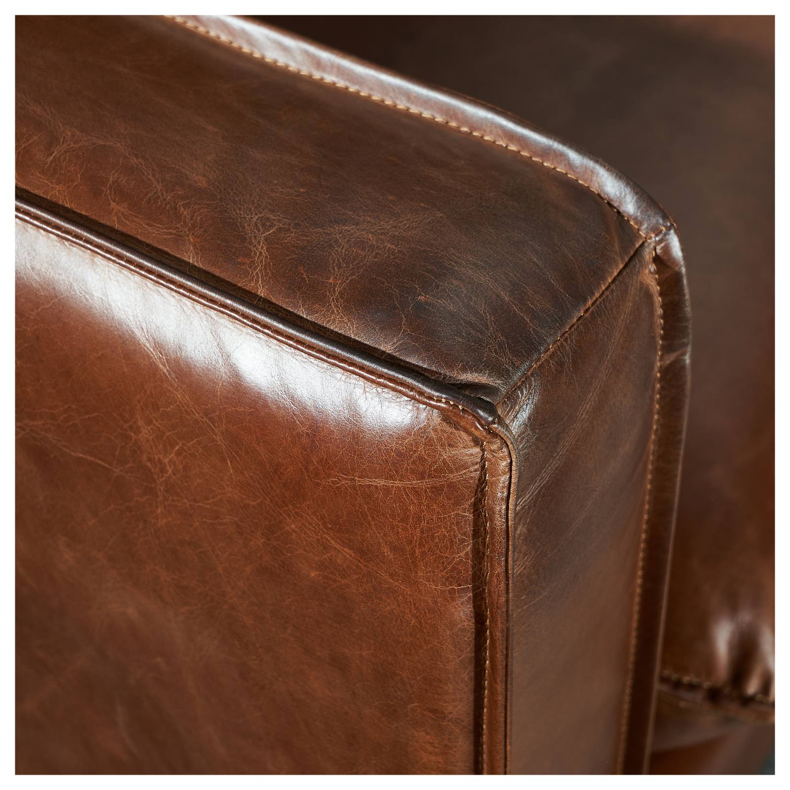 Elisa 3.5 Seater Leather Sofa, Vintage Whiskey