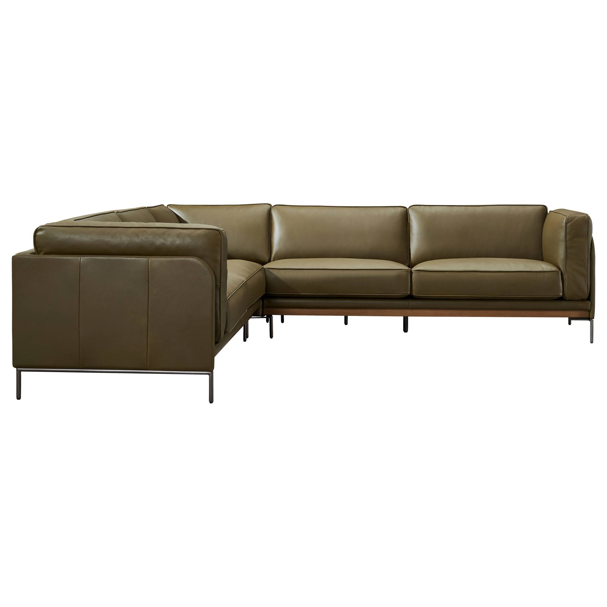 Allerdale 8 Seat Corner Leather Sofa, 2.8m W x 2.8m D, Oxford Green