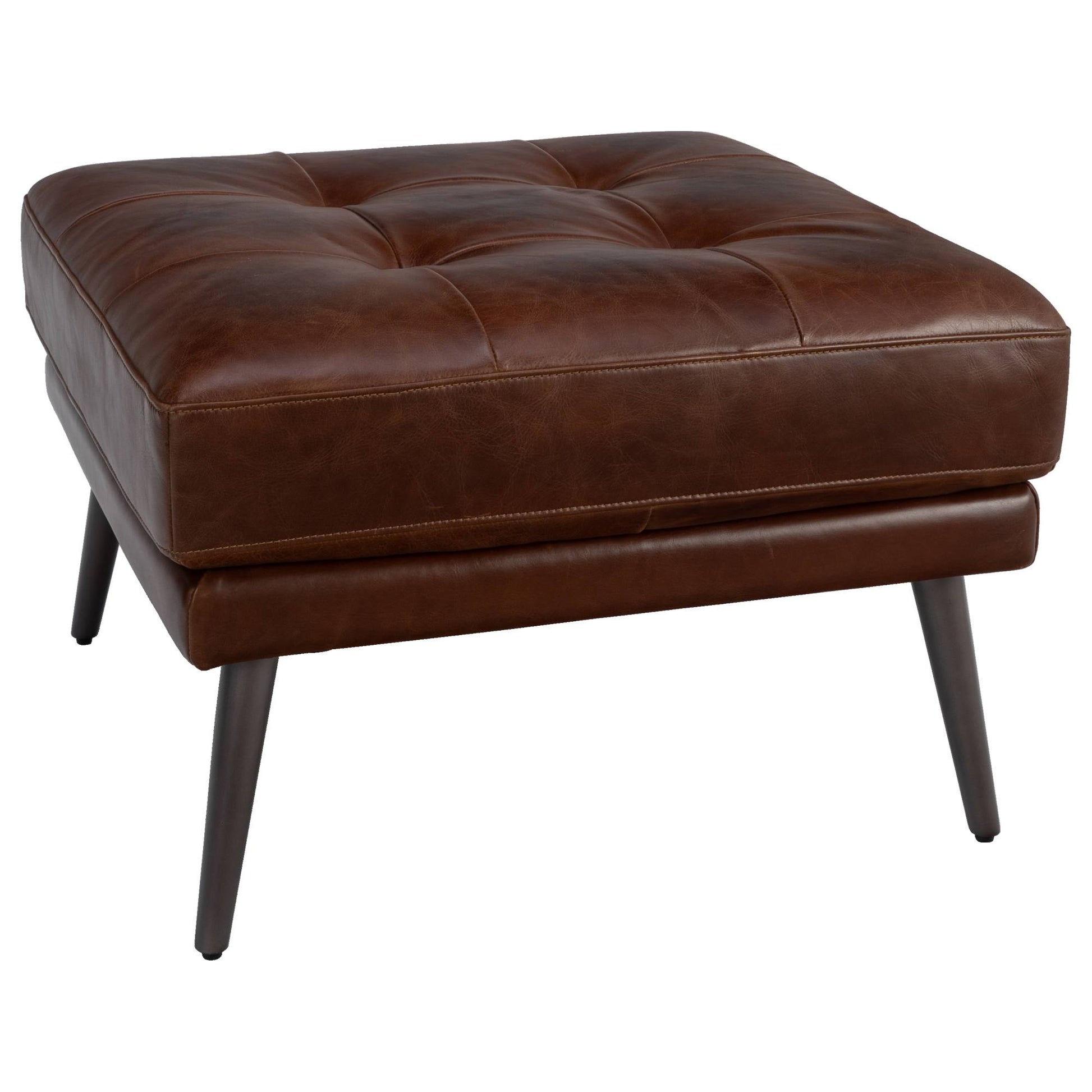 Helston Leather Ottoman, Vintage Whiskey