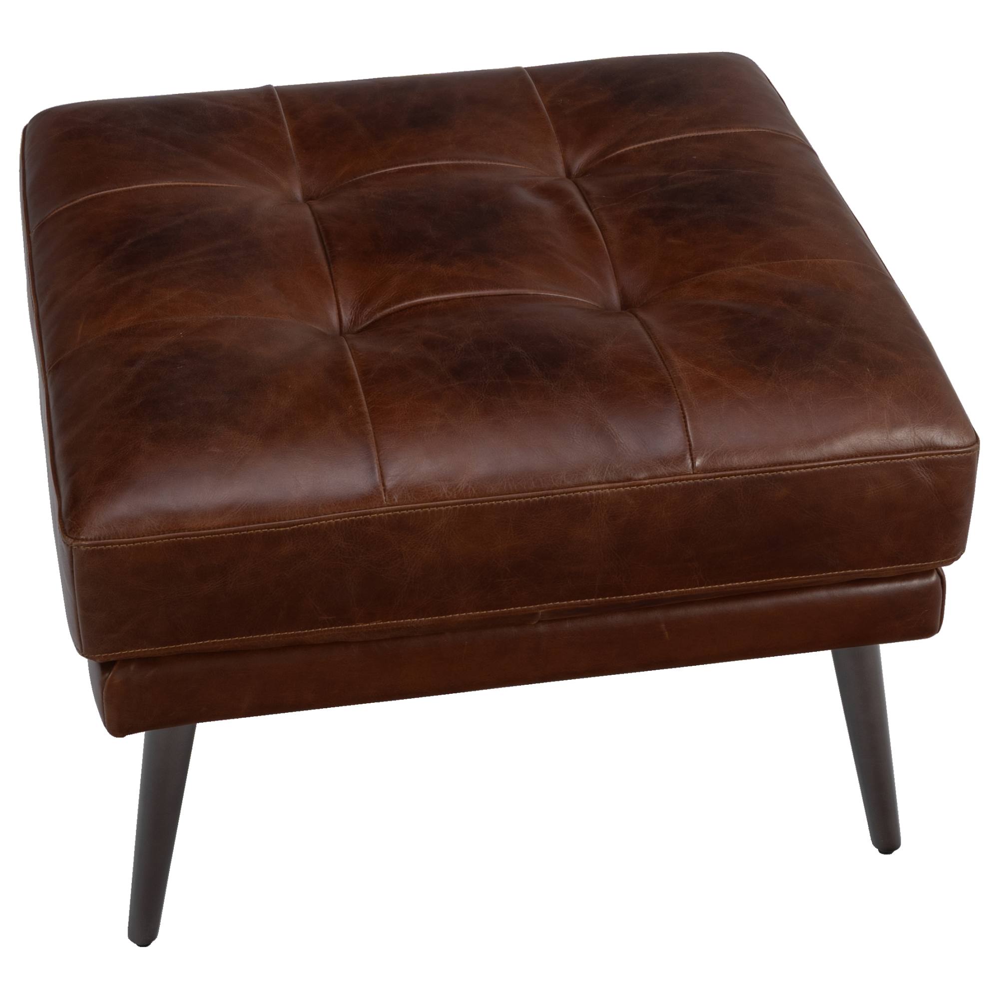 Helston Leather Ottoman, Vintage Whiskey