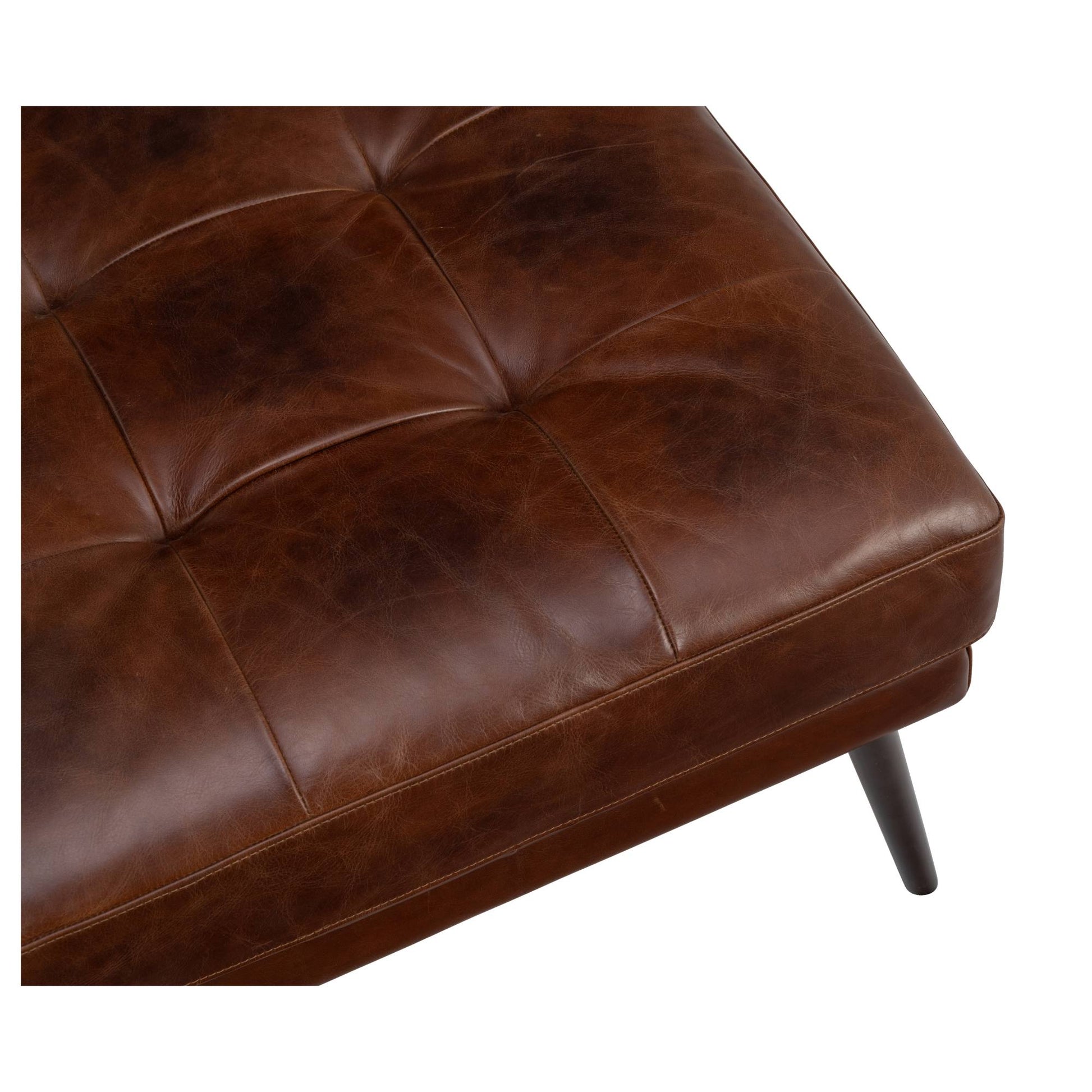 Helston Leather Ottoman, Vintage Whiskey