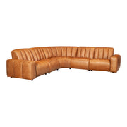 Lomond 5 Seat Corner Leather Sofa with 4 Electric Recliners, Caramel