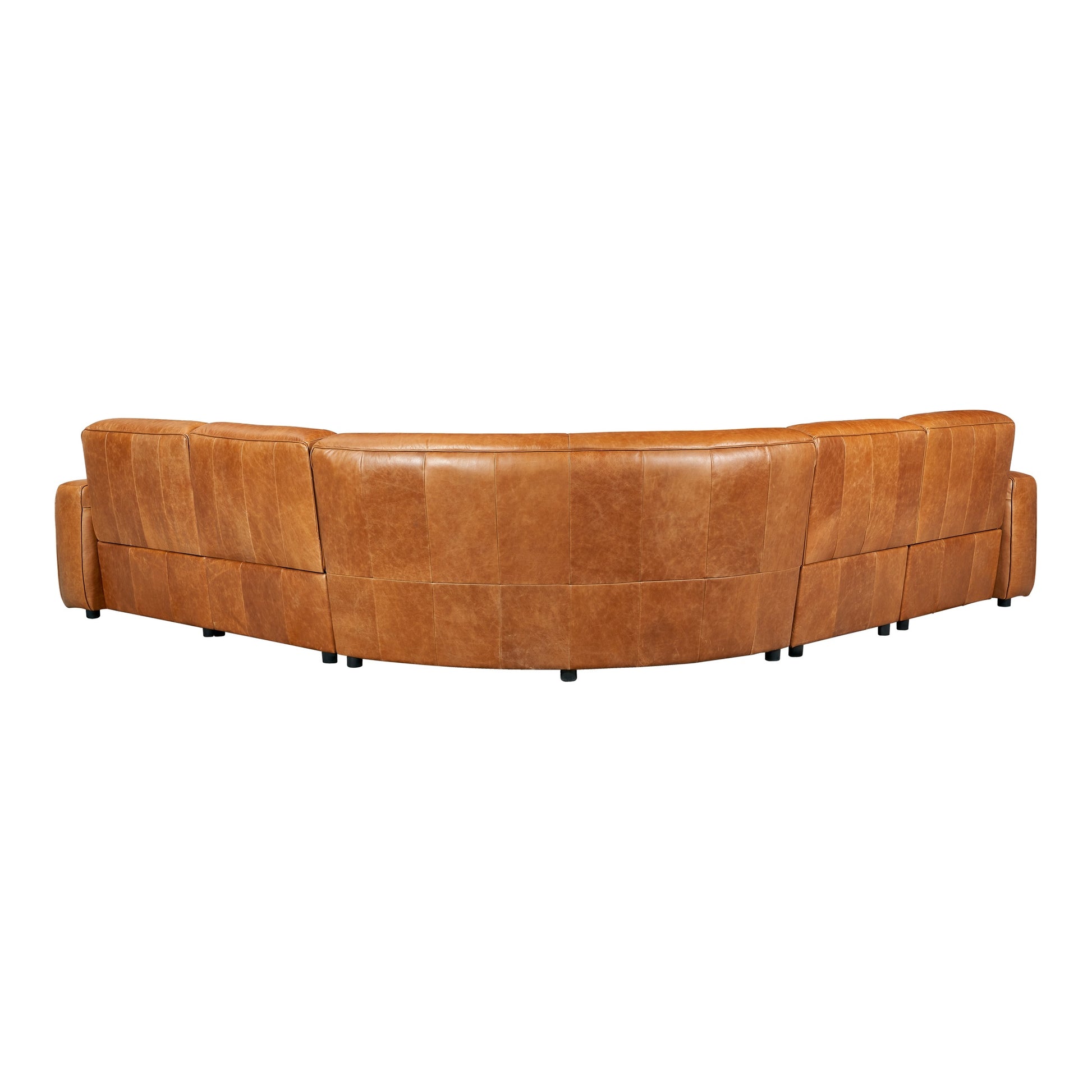 Lomond 5 Seat Corner Leather Sofa with 4 Electric Recliners, Caramel