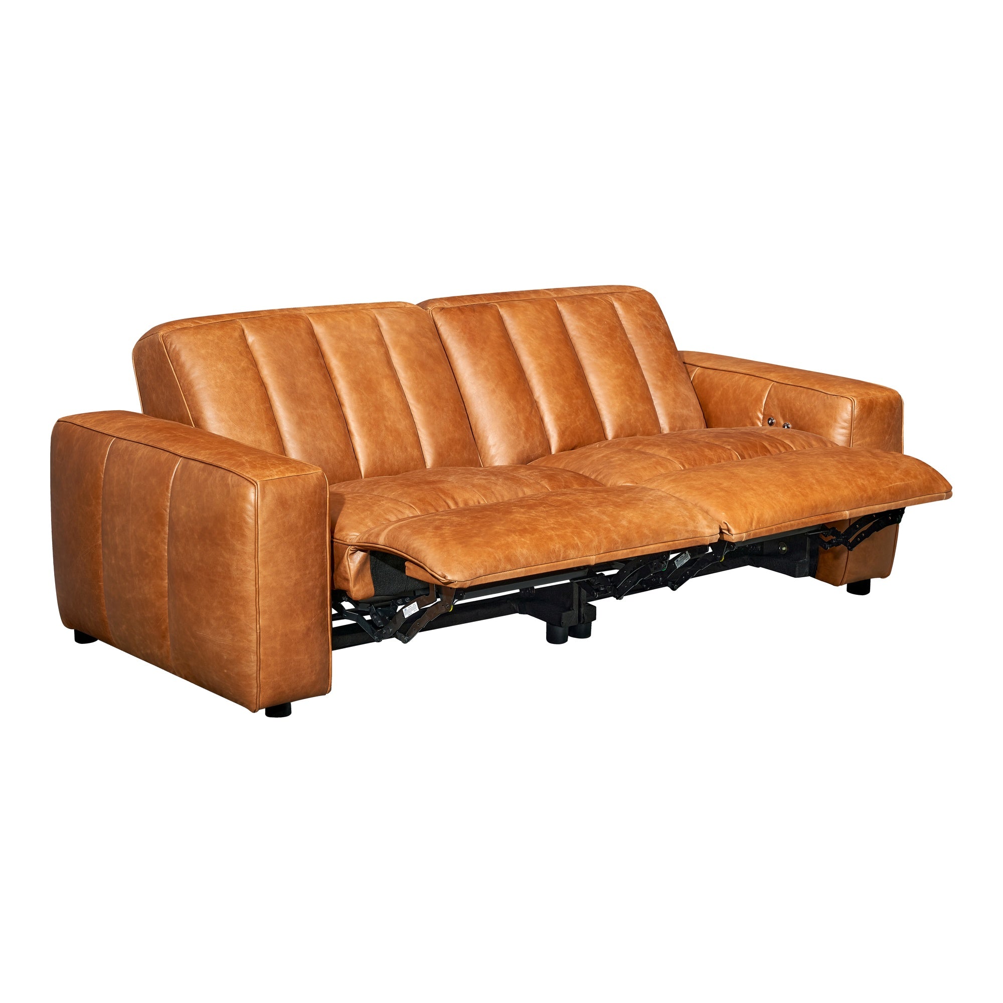 Lomond 2 Seat Leather Sofa with 2 Electric Recliners, Hazelnut Tan