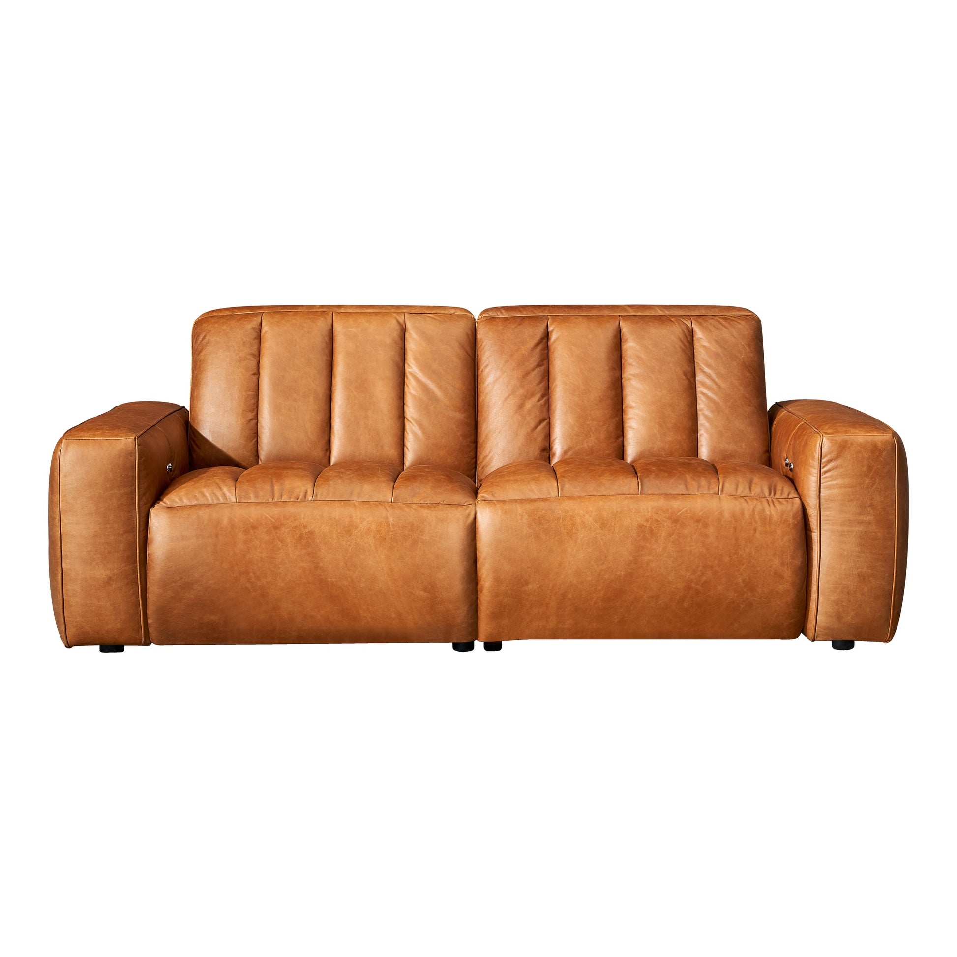 Lomond 2 Seat Leather Sofa with 2 Electric Recliners, Hazelnut Tan