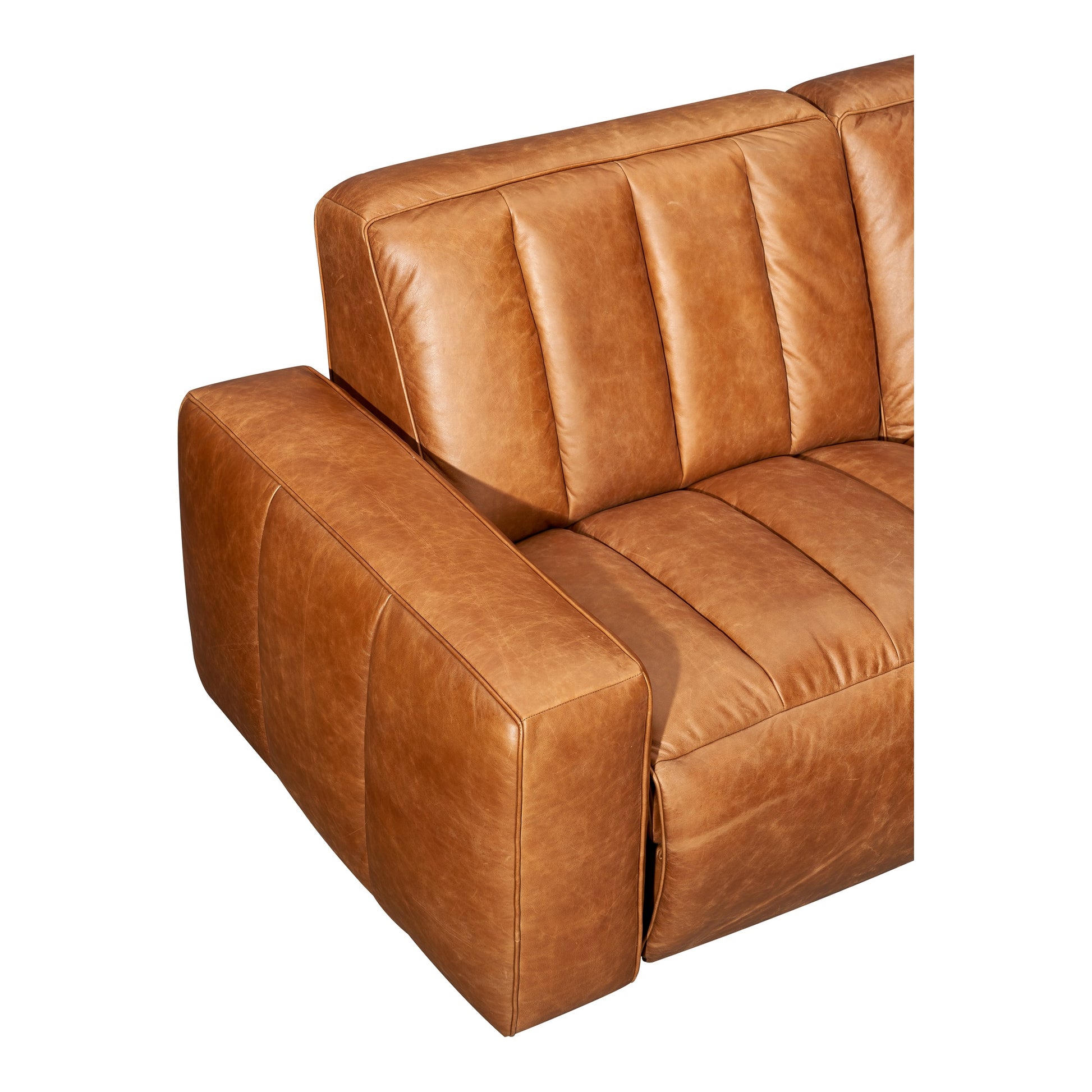 Lomond 2 Seat Leather Sofa with 2 Electric Recliners, Hazelnut Tan