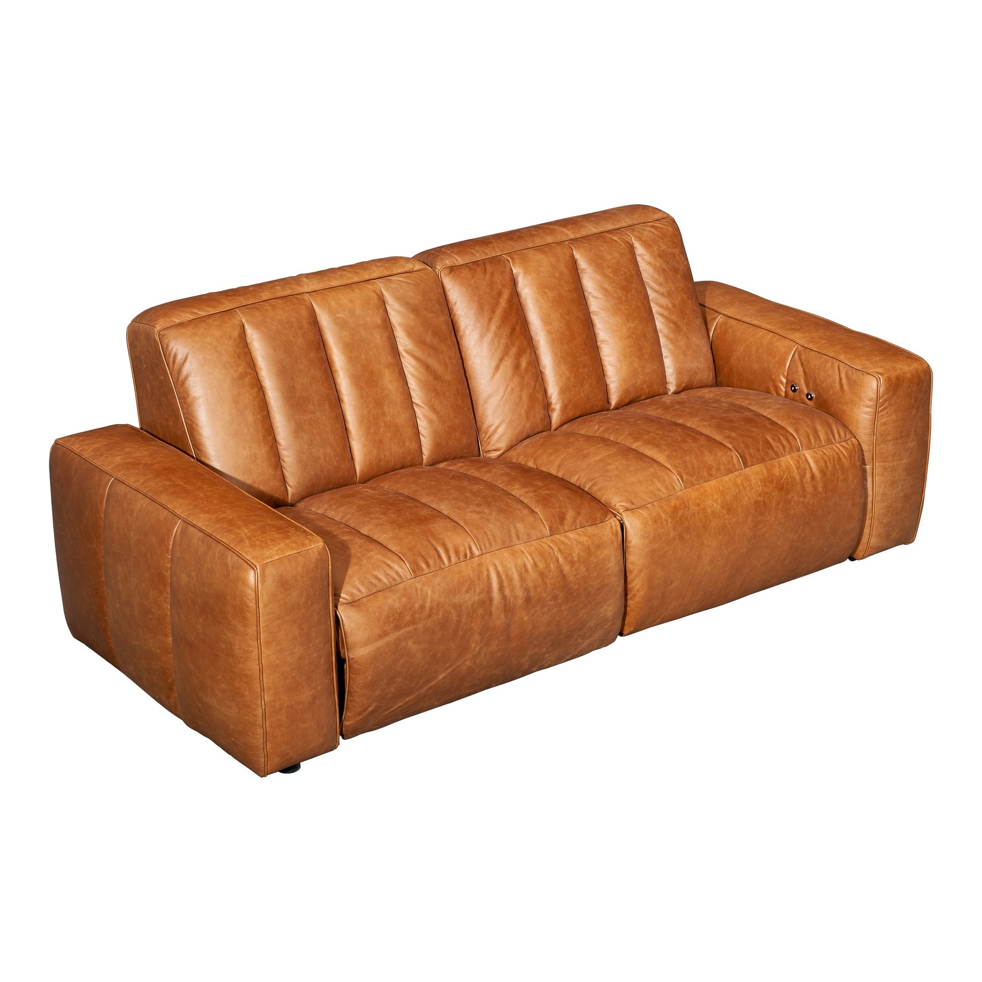 Lomond 2 Seat Leather Sofa with 2 Electric Recliners, Hazelnut Tan