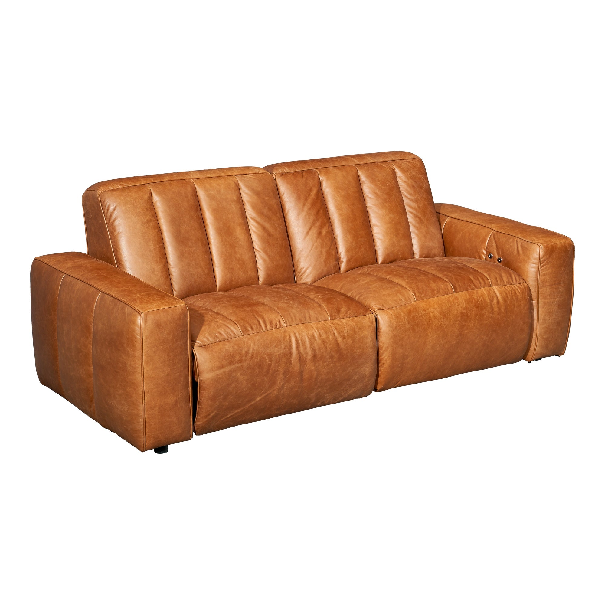 Lomond 2 Seat Leather Sofa with 2 Electric Recliners, Hazelnut Tan