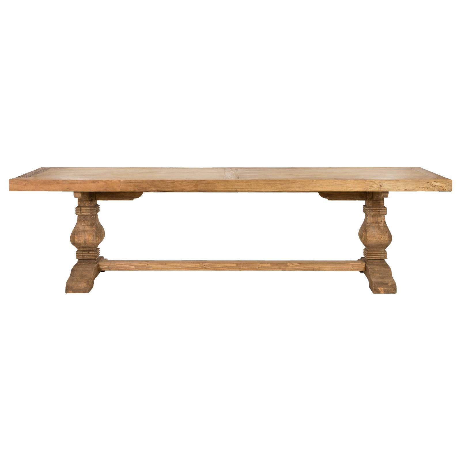 Paxton Pompadour Elm 300cm Dining Table Natural Raw