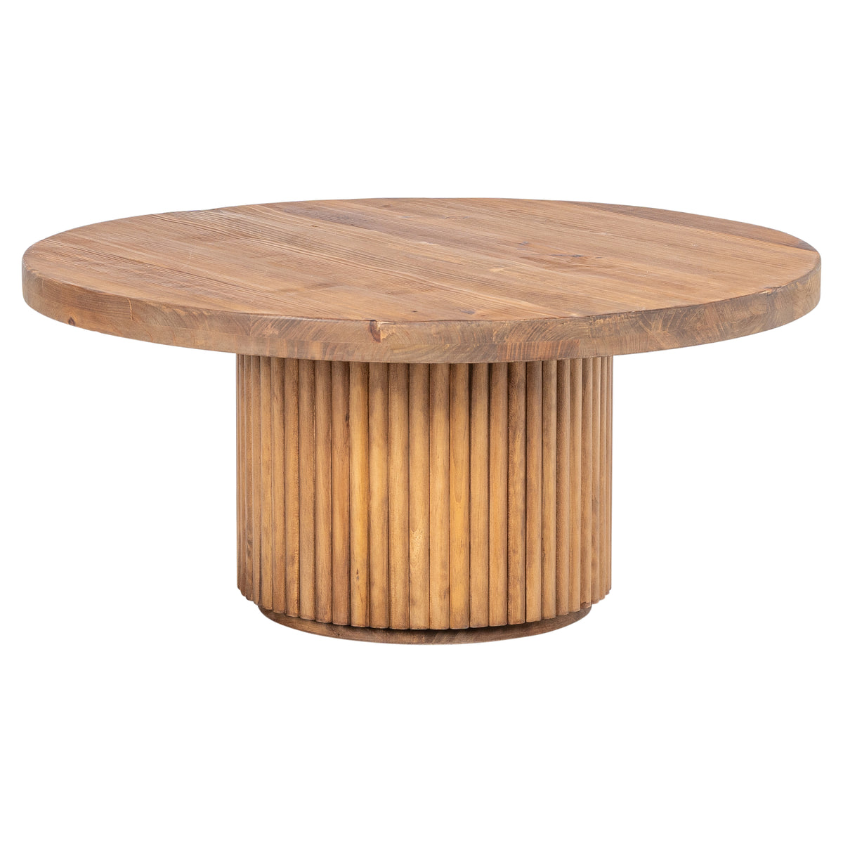 Avalon 80cm Reclaimed Pine Round Coffee Table, Natural