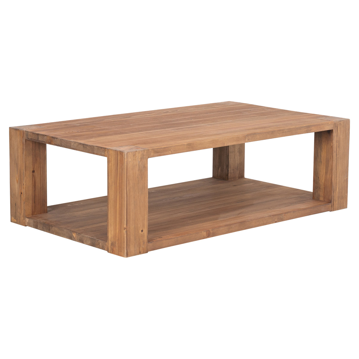 Block 137x81cm Reclaimed Pine Rectangle Coffee Table, Natural