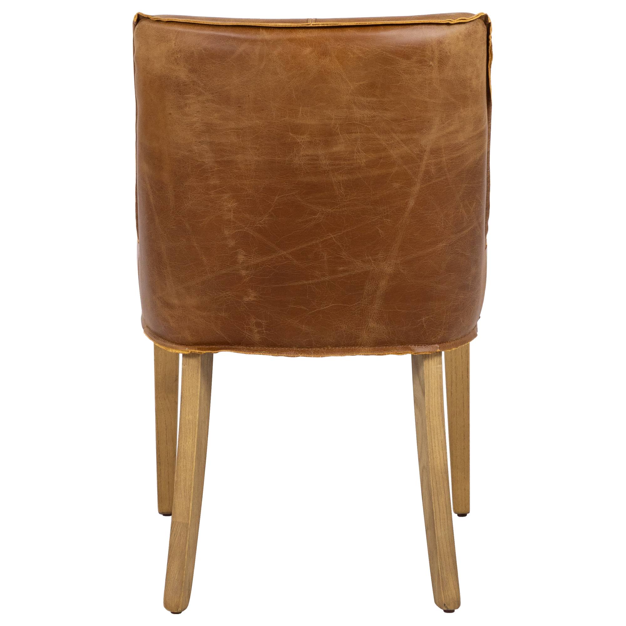 Ambra Leather & Oak Vintage Saddle Dining Chair