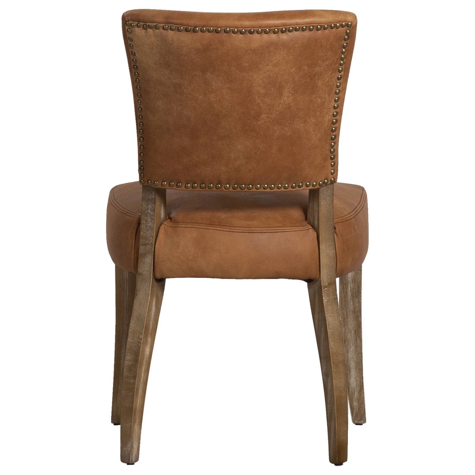 Bassa Tan Leather & Bleached Oak Dining Chair