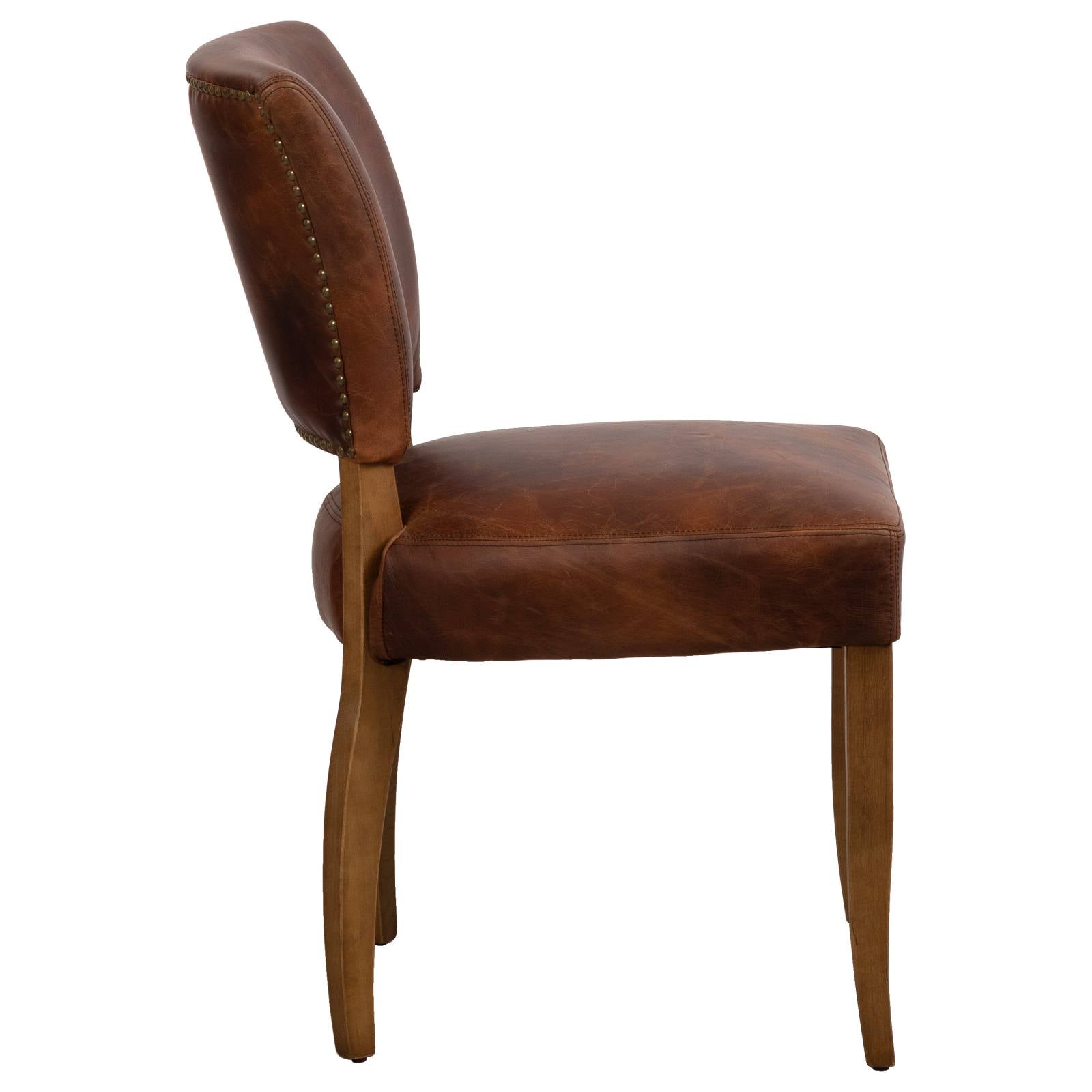 Bassa Leather & Oak Vintage Nutmeg Dining Chair