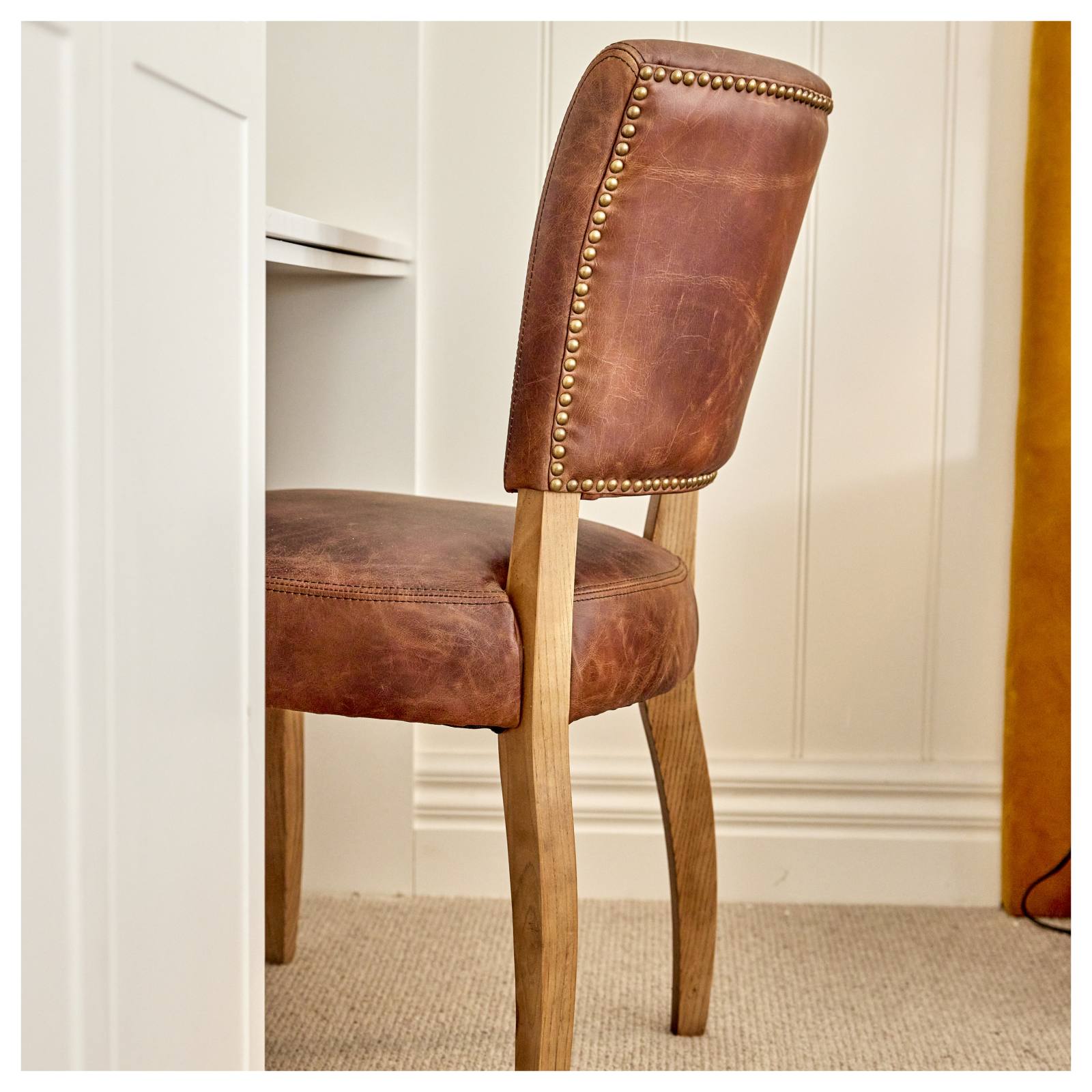 Bassa Leather & Oak Vintage Nutmeg Dining Chair