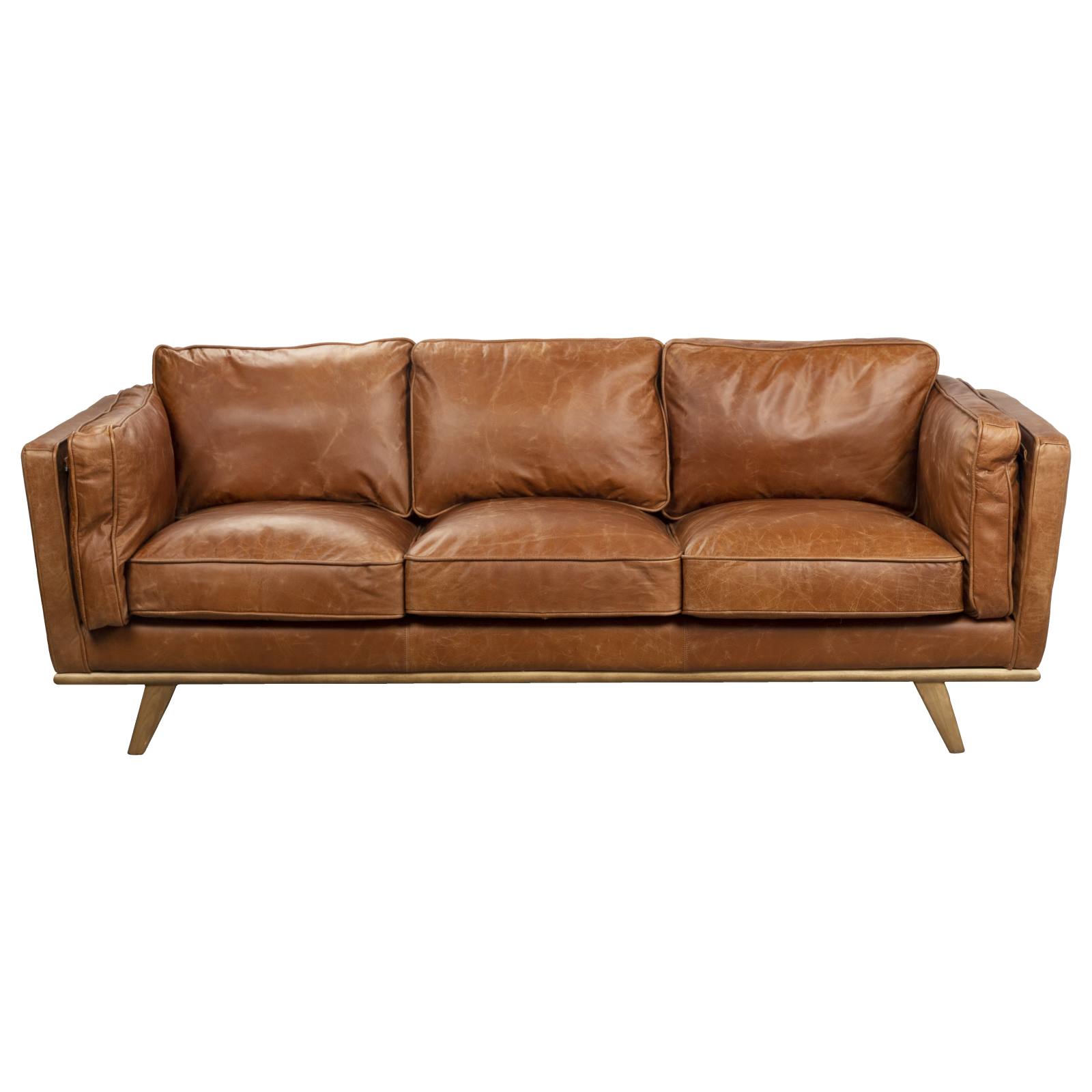 Laguna 3 Seater Leather Sofa, Vintage Saddle