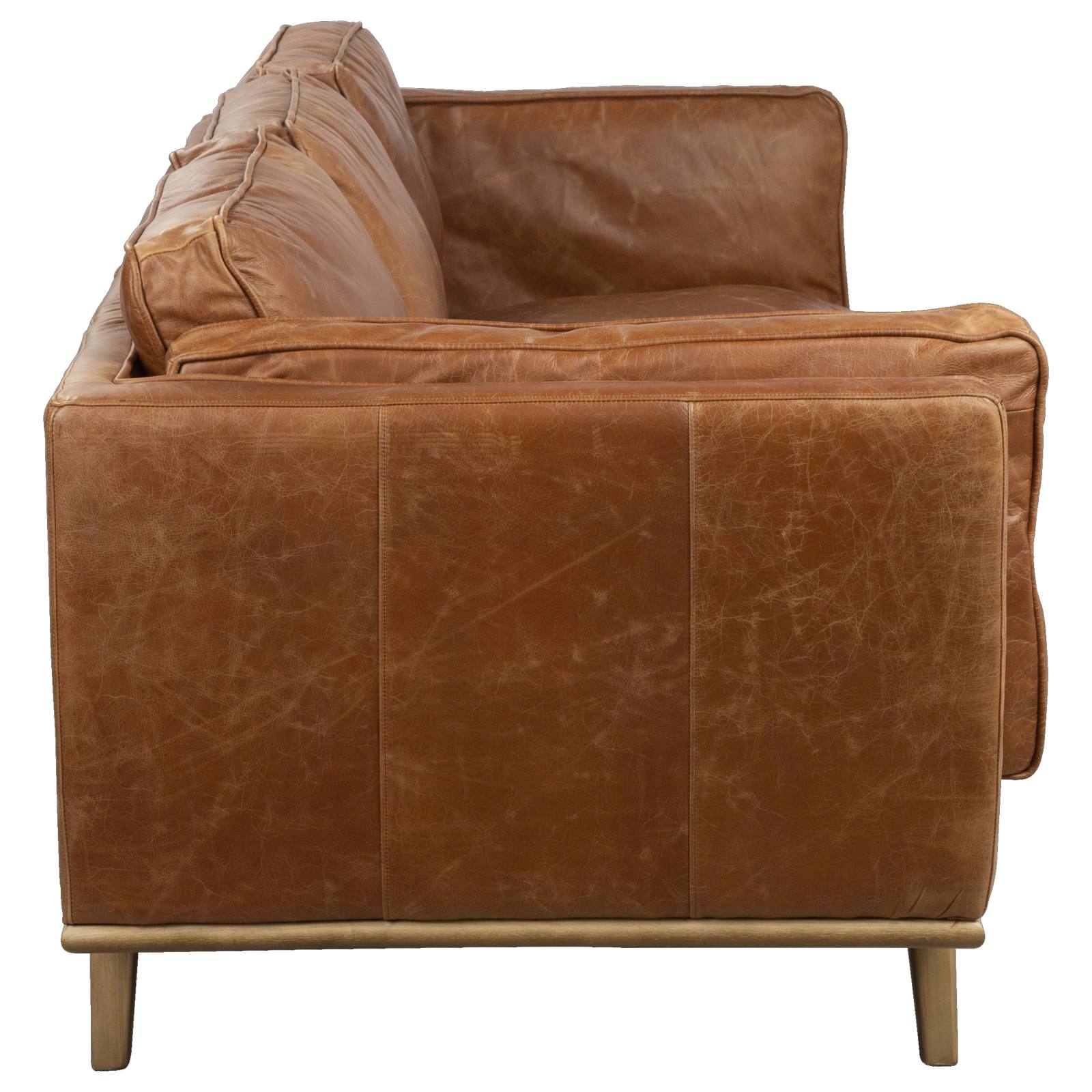Laguna 3 Seater Leather Sofa, Vintage Saddle
