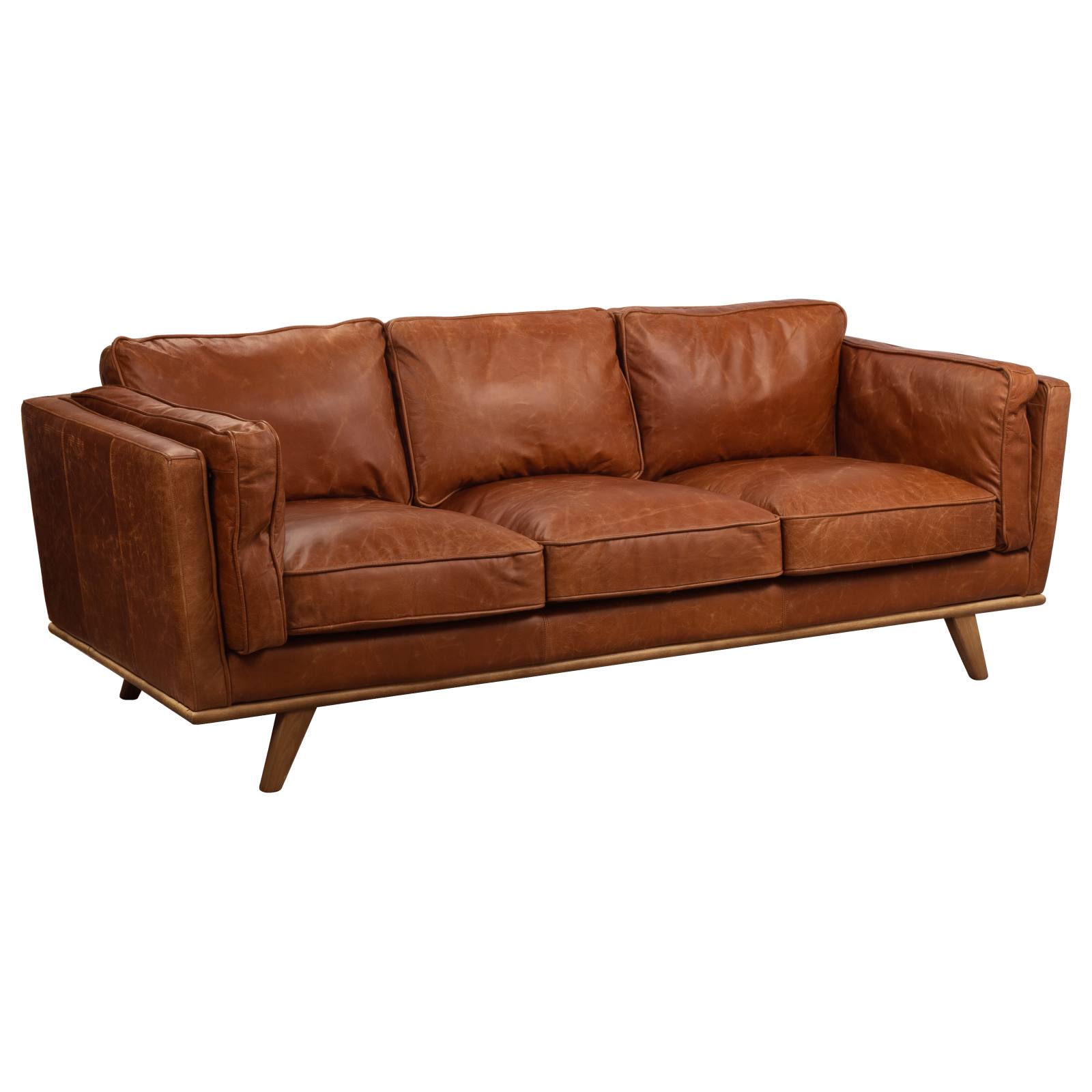 Laguna 3 Seater Leather Sofa, Vintage Saddle