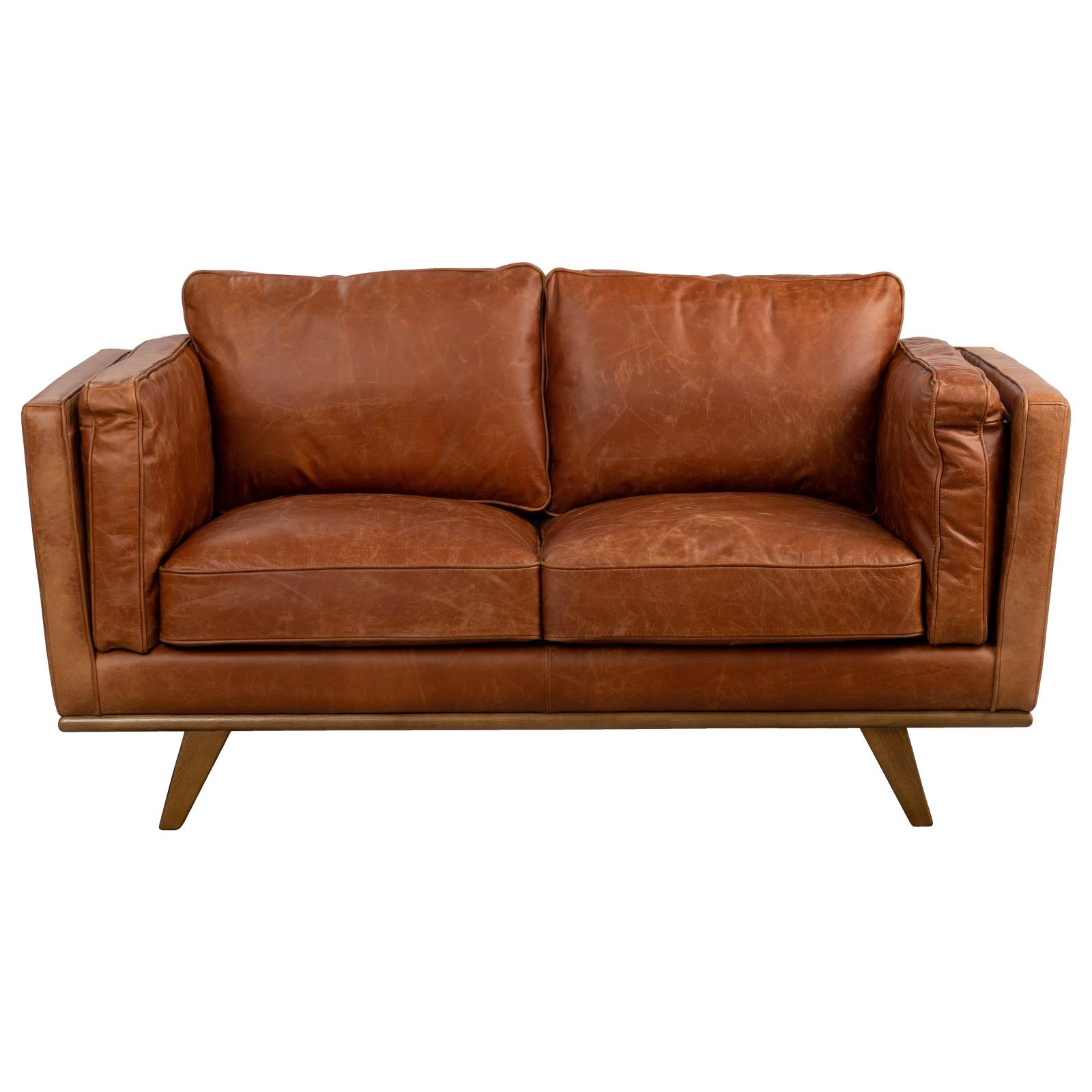 Laguna 2 Seater Leather Sofa, Vintage Saddle