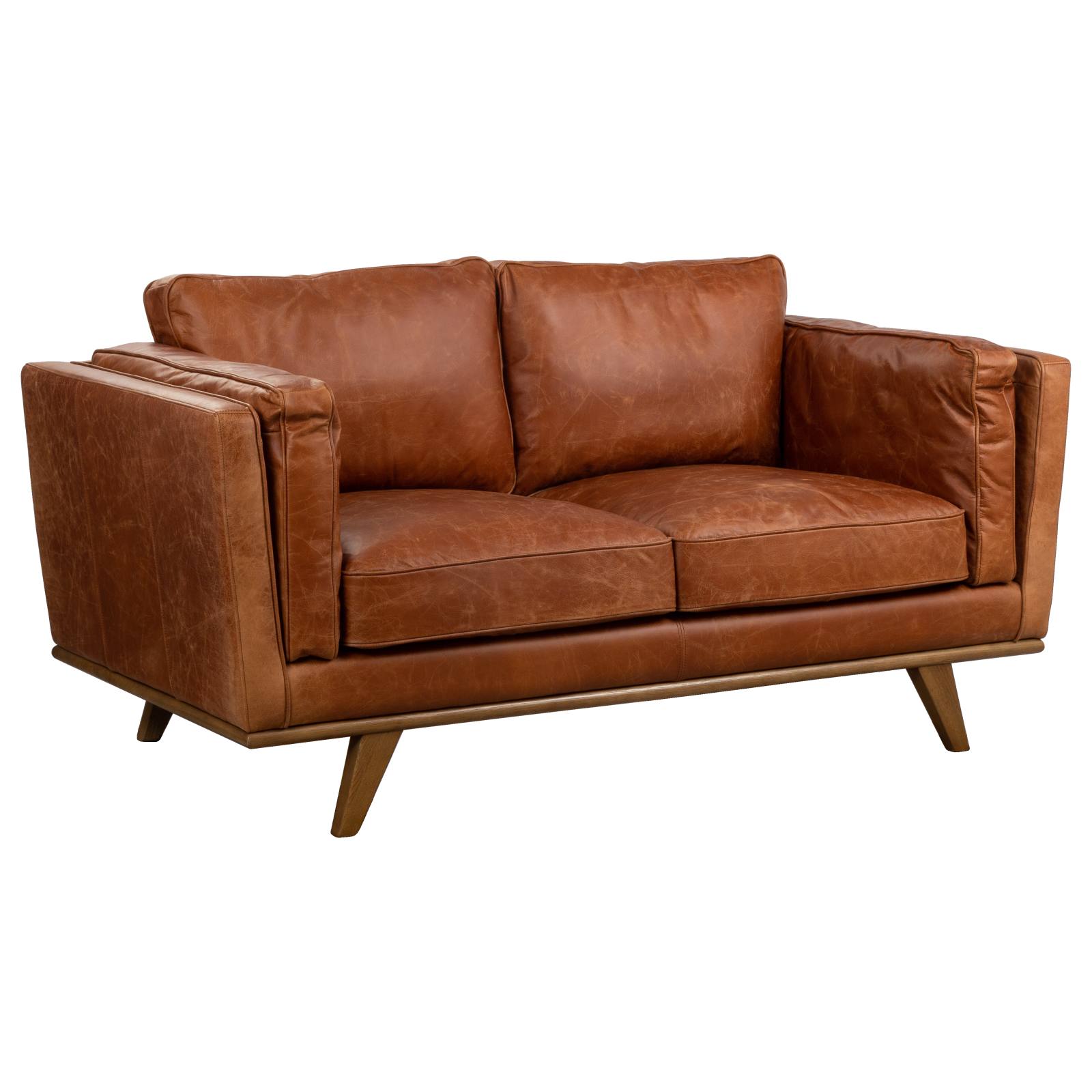 Laguna 2 Seater Leather Sofa, Vintage Saddle