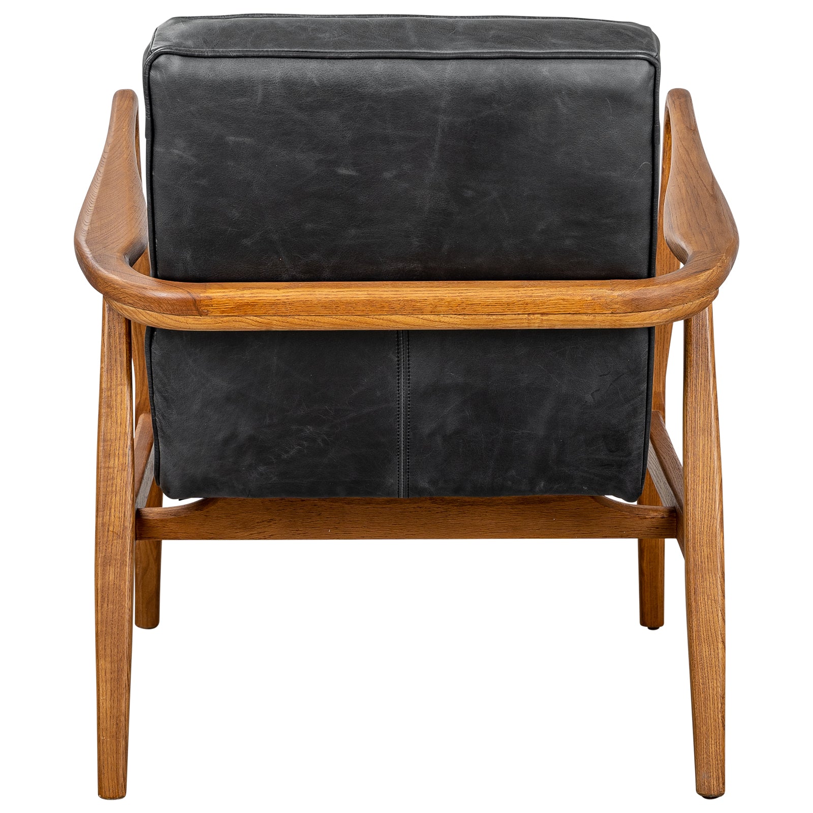 Panton Leather & Oak Armchair, Vintage Black