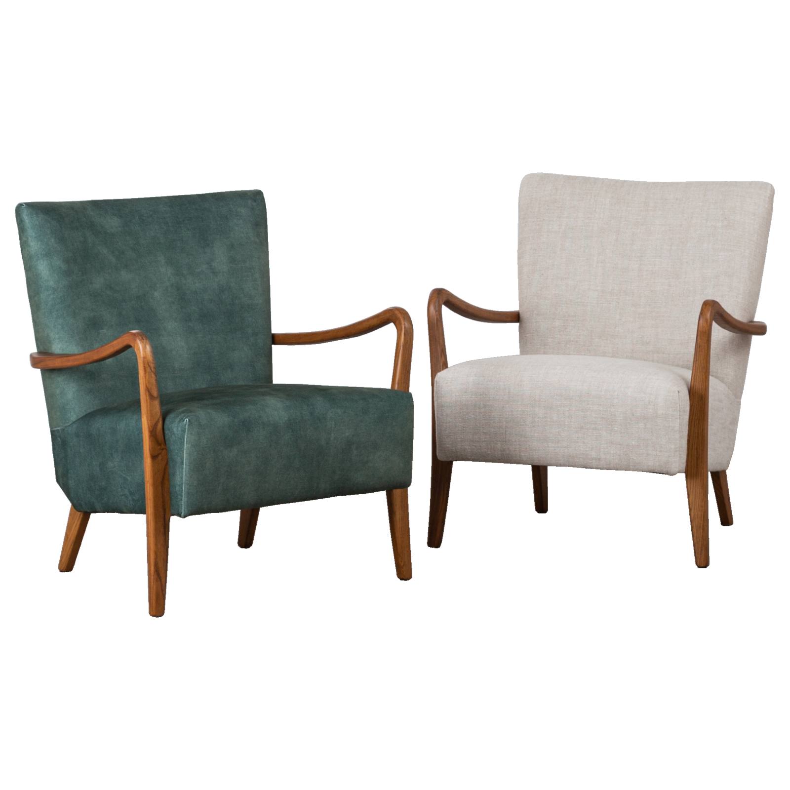 Darby Fabric & Oak Vintage Green Armchair